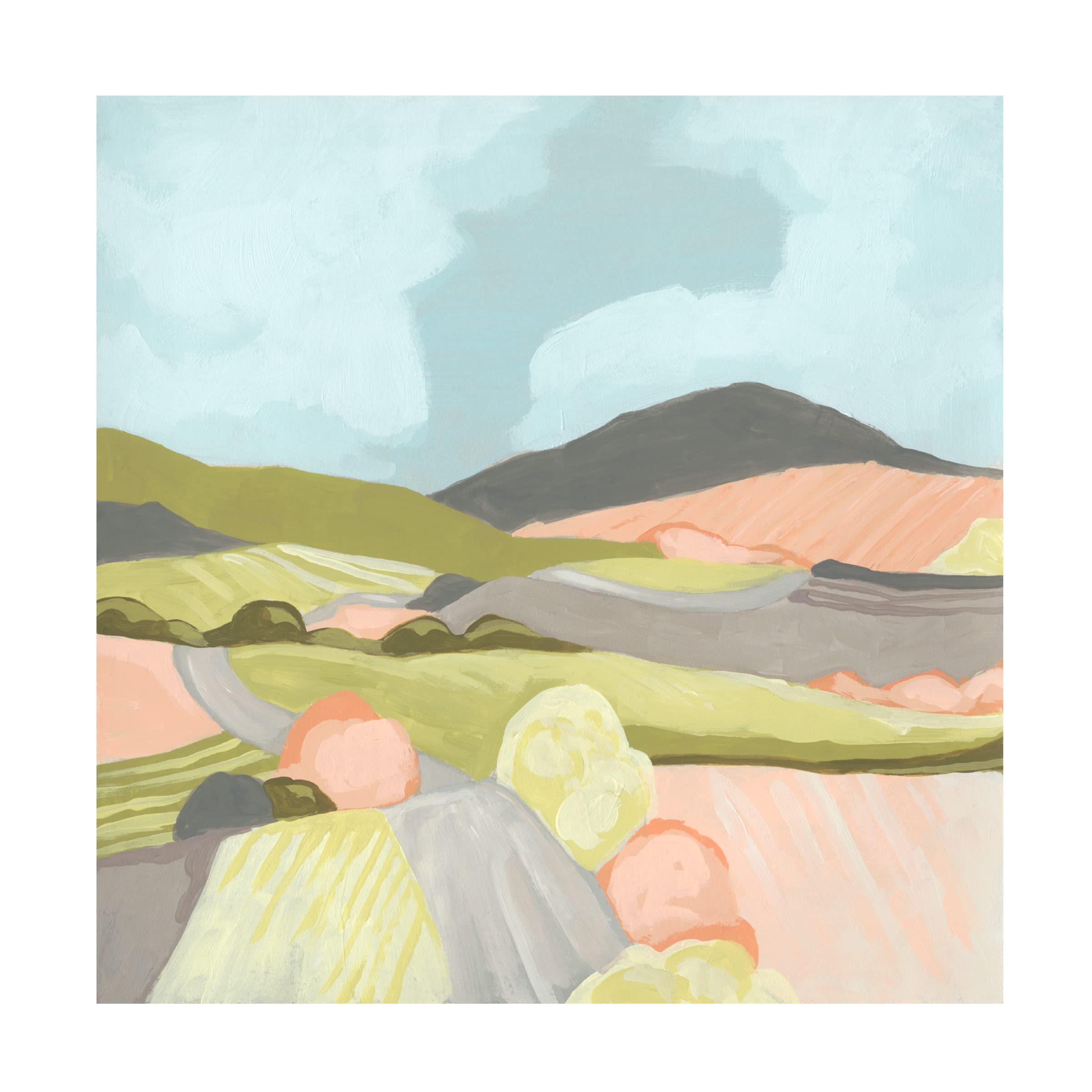 Trademark Fine Art 'Winding Road I' Canvas Wall Art Print by June Erica Vess - Stunning Landscape Painting for Living Room, Bedroom & Office Decor