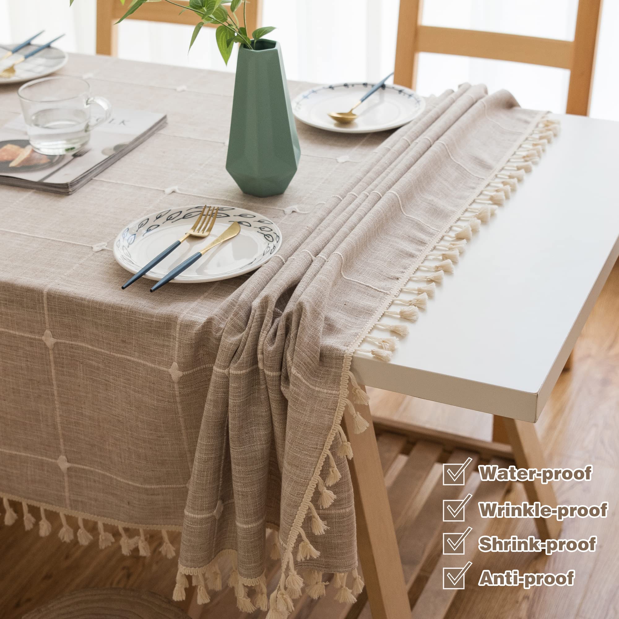 Pahajim Wrinkle-Free Tablecloth - 55x55 Inch Square Farmhouse Table Cover for Kitchen, Dining, Party & Christmas Decor (Maroon) | Perfect for Holiday Gatherings, Dinner Parties & Home Decor