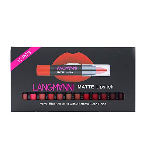 12-Pack Long Lasting Waterproof Lip Gloss Pen - Hydrating, Sexy & Ready to Wear Lipstick for Everyday Makeup | Perfect for Date Night, Parties & Office Wear