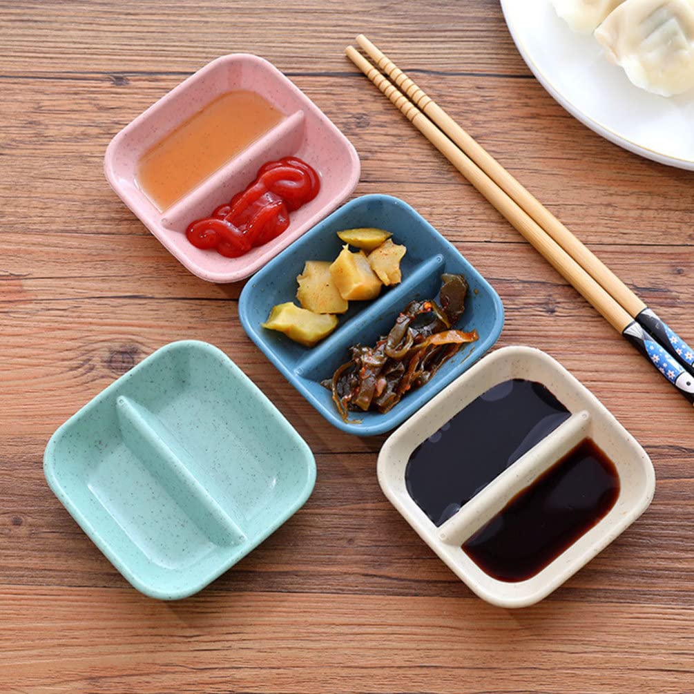 Hemoton 20pcs Divided Sauce Dishes - Wheat Straw Appetizer Bowls for Snacks & Dips