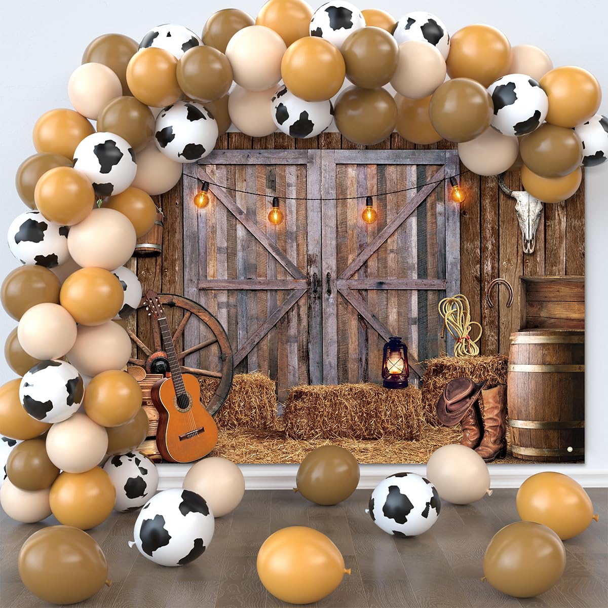 Western Cowboy Party Decorations Kit - 50pcs Cowboy Balloons, 1x Western Backdrop Banner & Balloon Arch for Rodeo, Country Themed Birthday - Perfect for Wild West Parties, Cowboy Baby Showers, and Western Theme Events