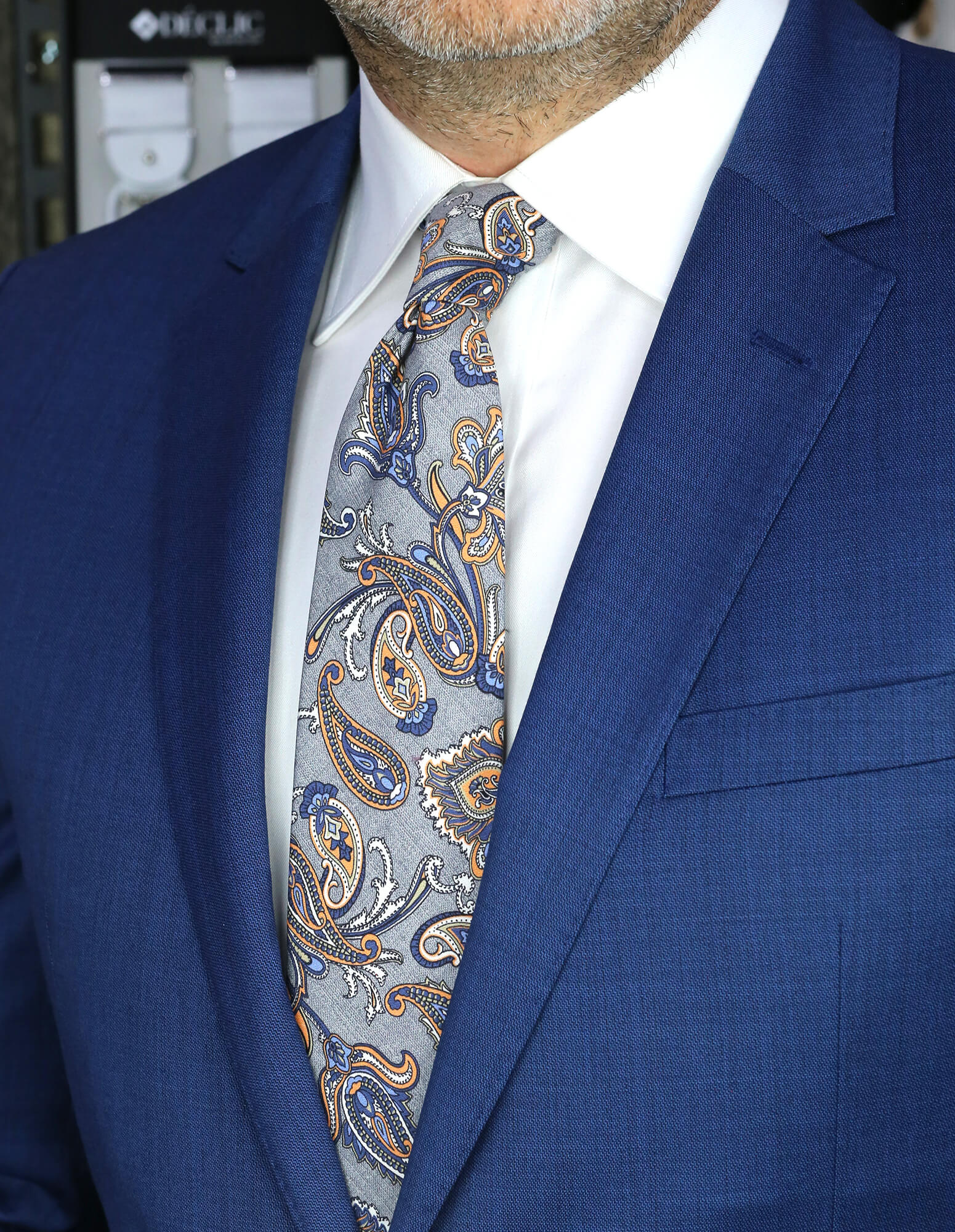 DÉCLIC Paisley Necktie for Men - Elegant Grey Silk Tie for Business, Weddings & Formal Occasions