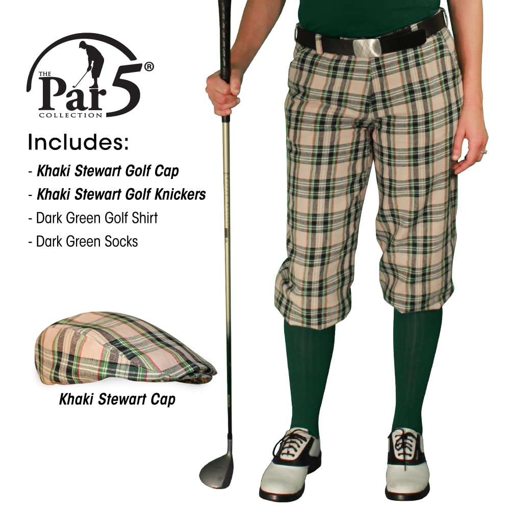 Khaki Stewart Women's Golf Outfits - Stylish Dark Green Polo & Skirt Set for Ladies - Perfect for Golf Tournaments, Country Club Events & Summer Outdoor Activities