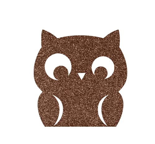 Owl Iron On Decal - Brown Glitter DIY Applique for T-Shirts, Hats & Fabric - Creepy Critter Design - Quick 5 Minute Transfer - Perfect for Halloween Costumes, DIY Crafts & Custom Apparel
