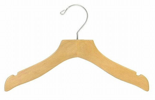 12 Pack Kids Wooden Clothes Hangers with Wavy Top - Durable & Non-Slip for Baby & Toddler Wardrobe Organization - Perfect for Nursery, Closet, and Travel Use