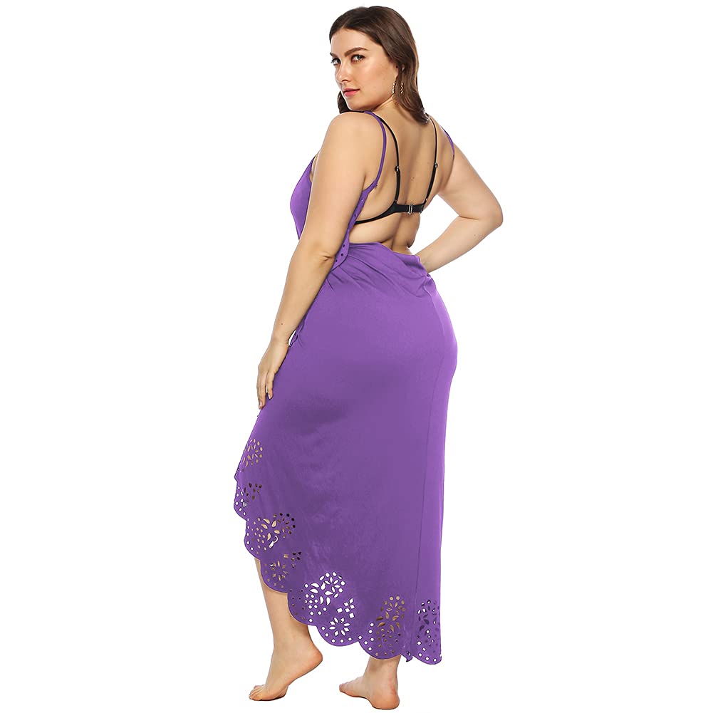 Women's Beach Cover Up Dress - Spaghetti Strap Hollow Out Sarong Backless Swimsuit Wrap Midi Dress for Summer Vacation, Pool Party & Tropical Getaway