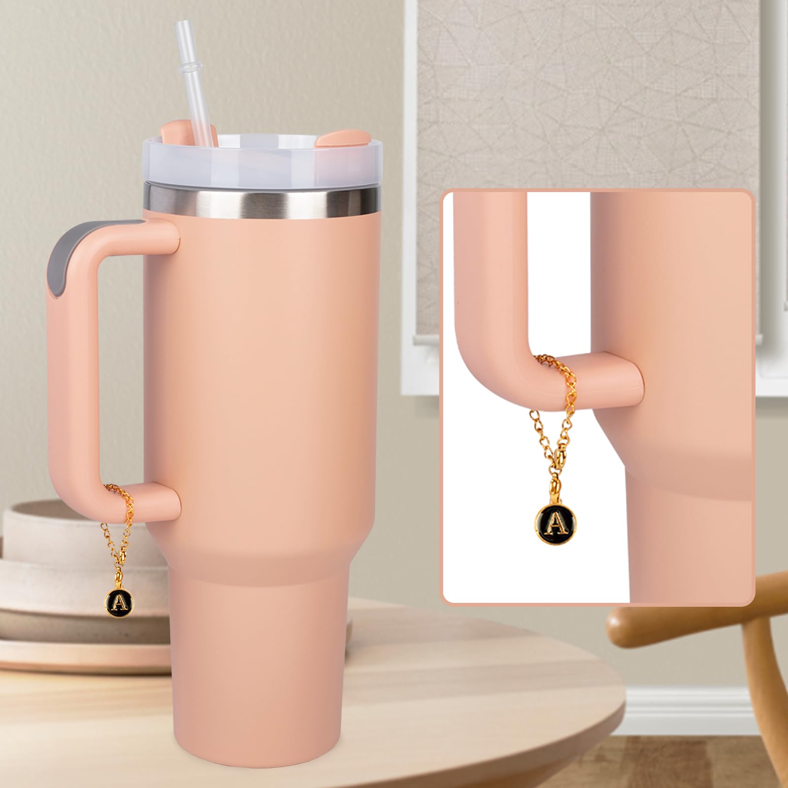 2Pcs Letter A Charms for Stanley & Simple Modern Cups - Personalized Initial Handle Accessories for Tumbler Identification (White & Black) - Perfect for Customizing Your Water Bottle, Travel Mug or Gift Giving