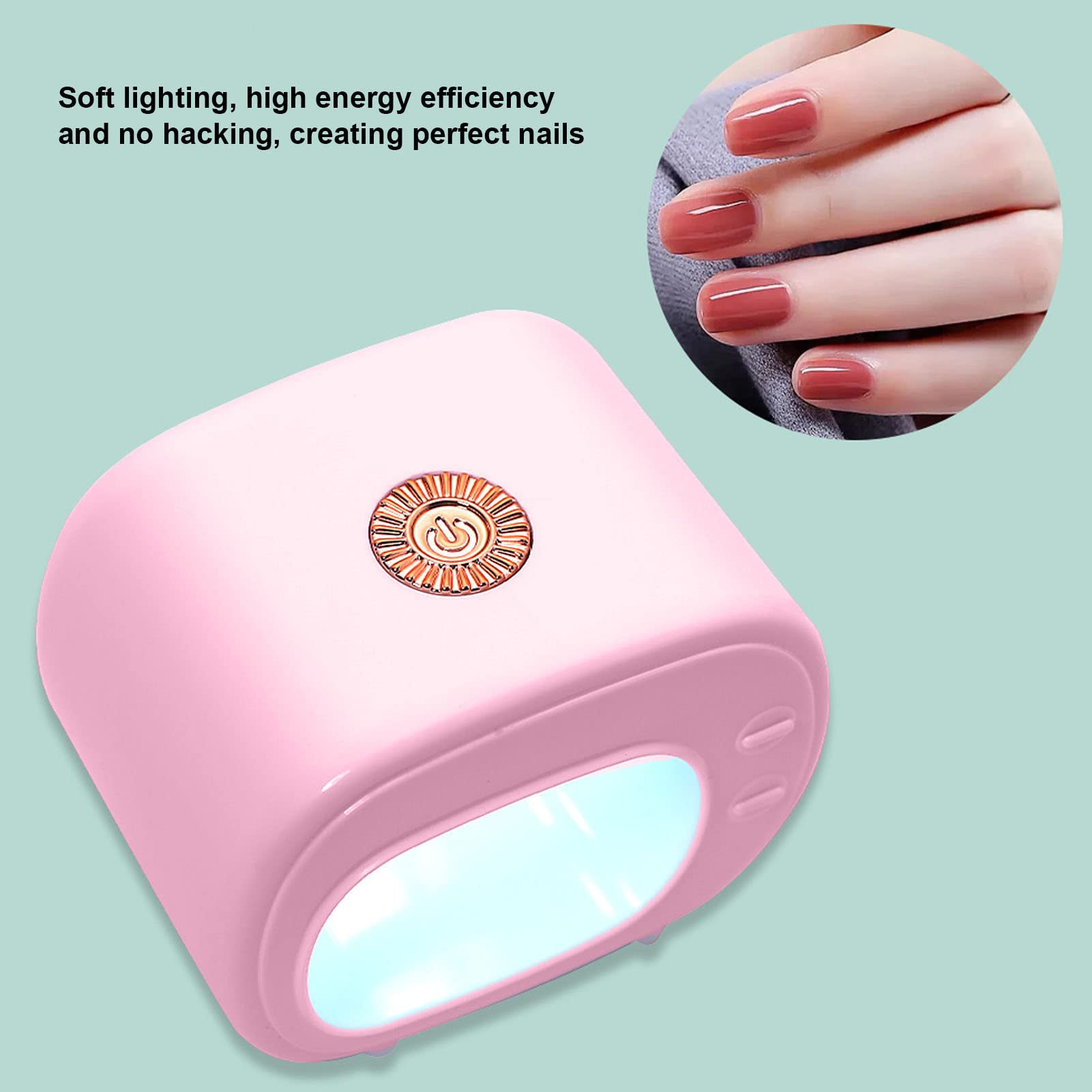 LANTRO JS Mini UV LED Nail Lamp - Portable Nail Dryer with 4 LED Beads & Soft Lighting for Fast Drying | Perfect for Home Manicures, Travel & Salon Use (Pink)