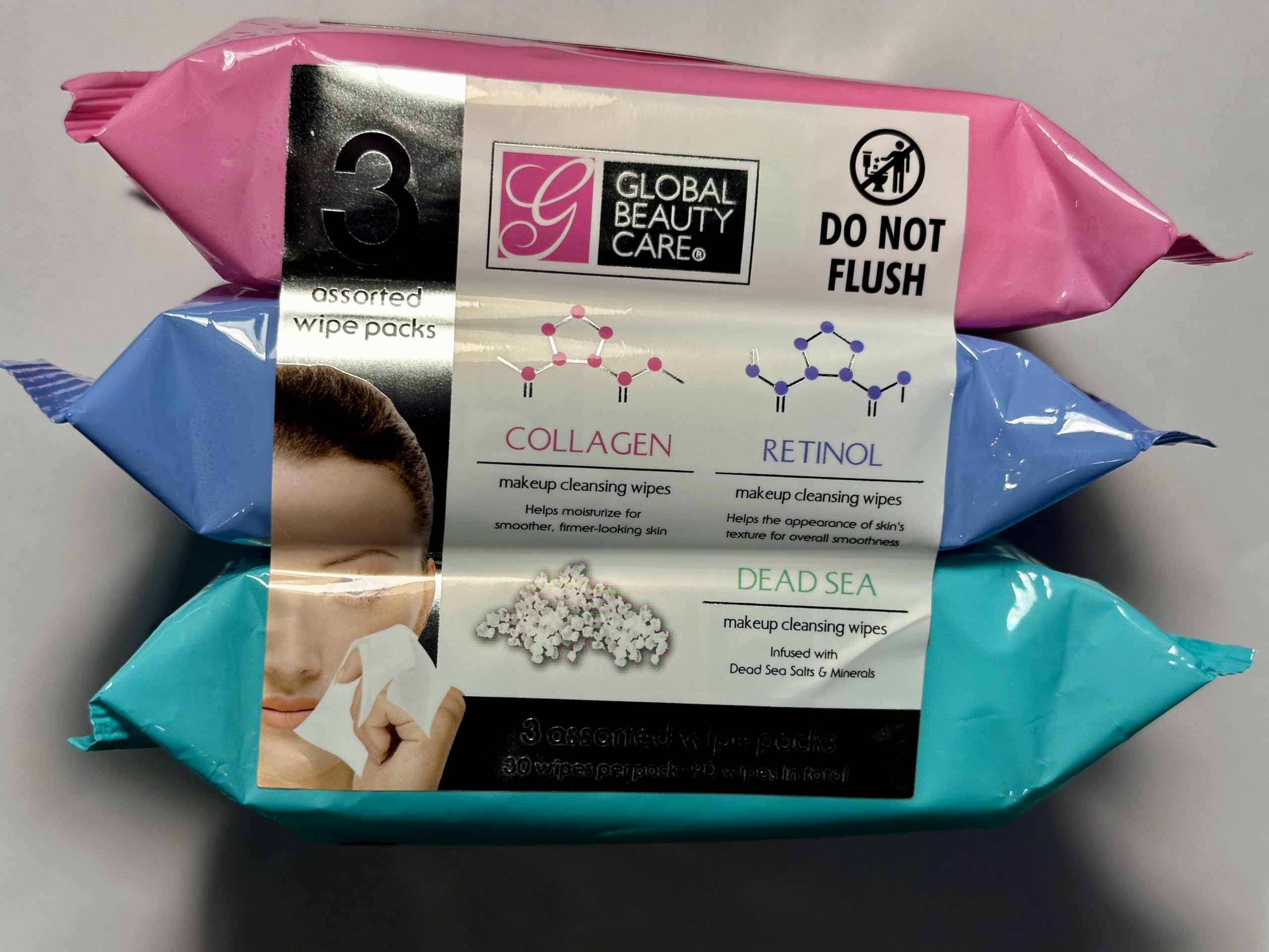 Deep Cleansing Facial Wipes with Collagen & Retinol - Moisturizing Makeup Remover Wipes for All Skin Types, Infused with Dead Sea Minerals - Perfect for Travel, Gym & Daily Skincare Routine