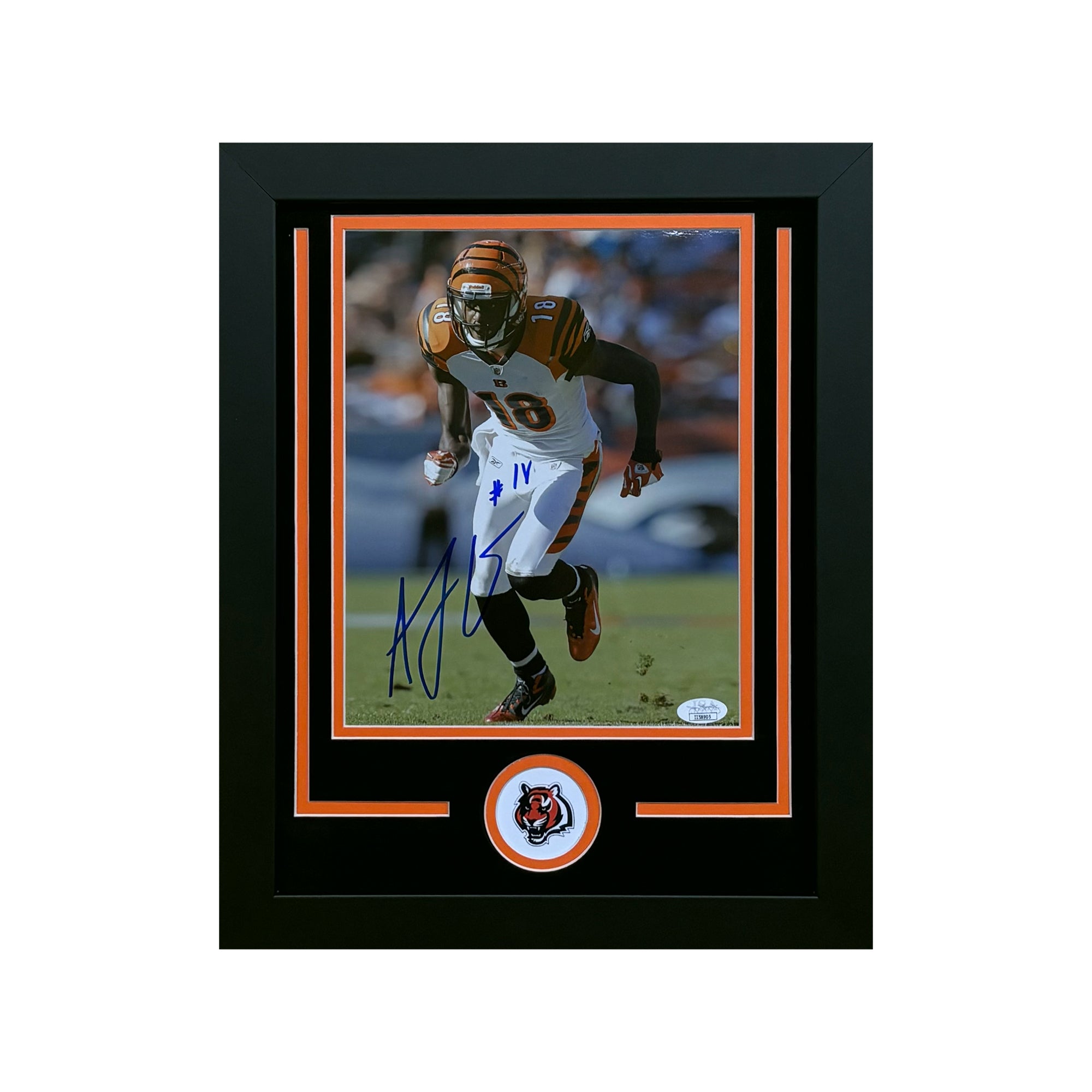 AJ Green Autographed Cincinnati Bengals 8x10 Football Photo - Hand Signed & Framed - Perfect for Sports Memorabilia Collectors and Bengals Fans Display