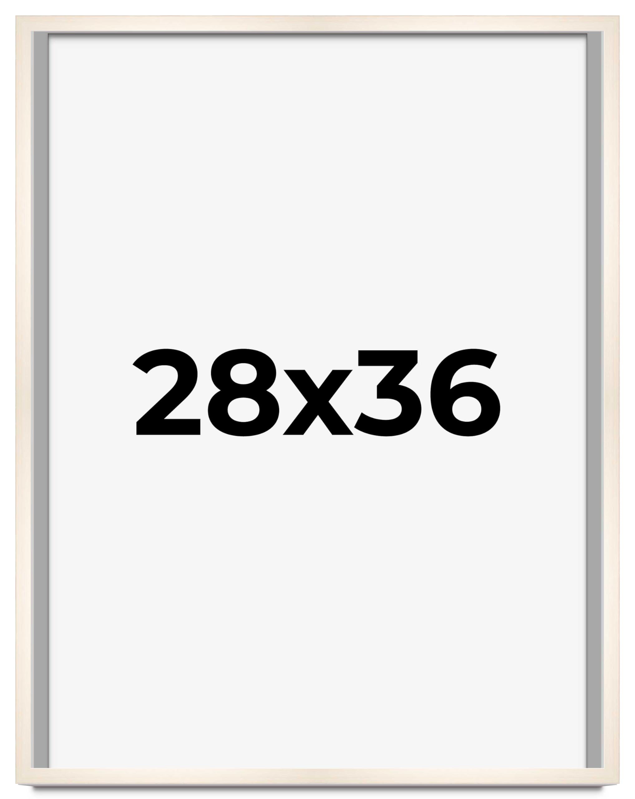 28x36 White Washed Natural Wood Picture Frame - 0.75 Inch Moulding Width with UV Acrylic Plexiglass, Foam Board Backing & Hanging Hardware - Perfect for Posters, Art Prints, and Home Decor