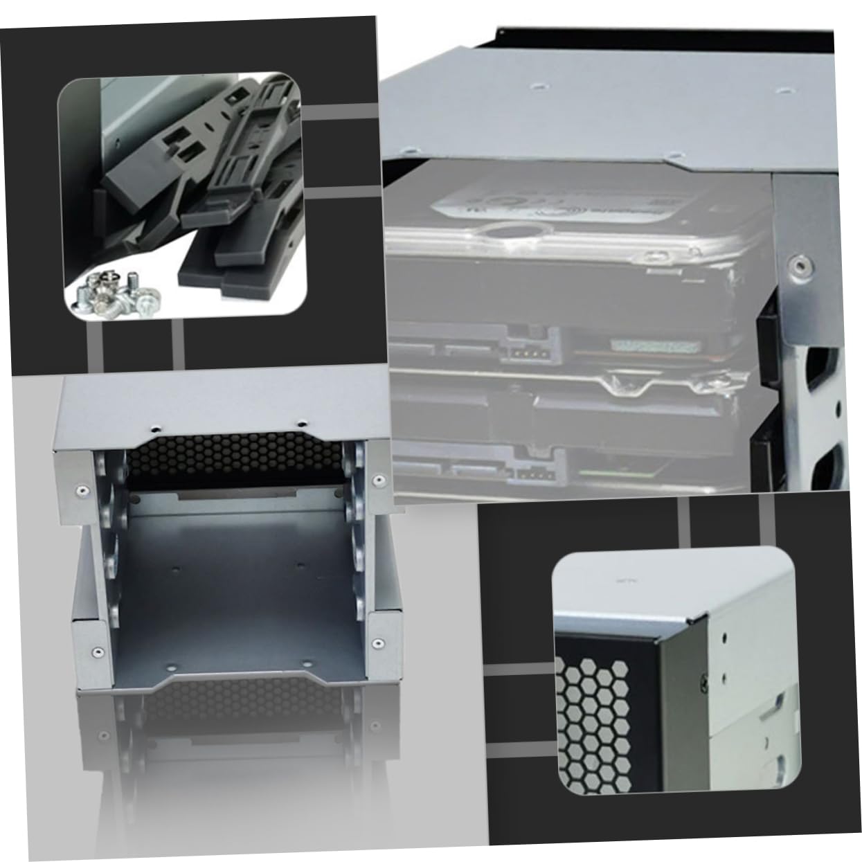 4 Bay HDD SSD Hard Drive Enclosure Bracket for 5.25