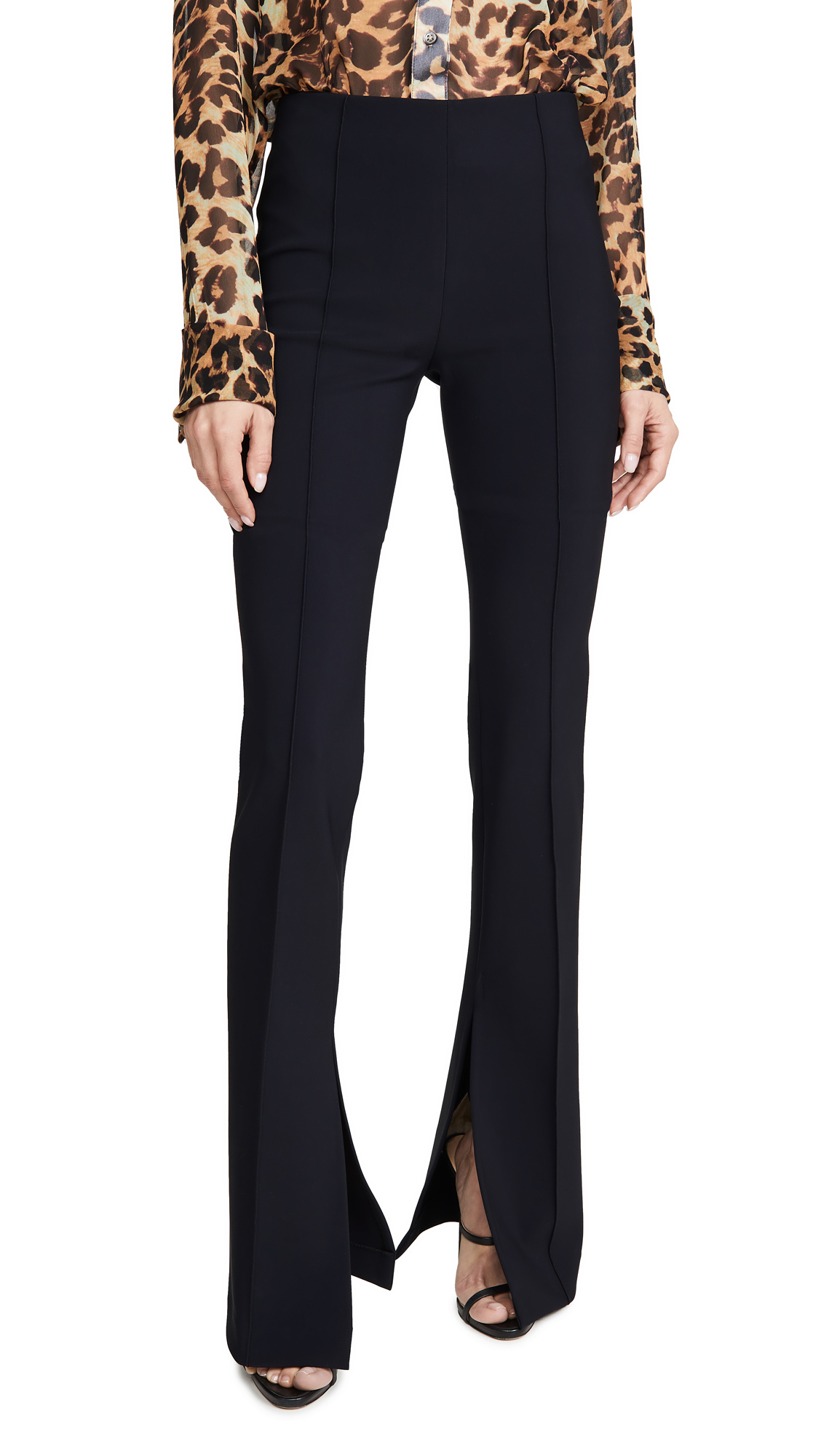 Adam Lippes Women's Neoprene Flare Pants - High Waisted Stretchy Workout & Lounge Pants for Yoga, Running & Casual Wear