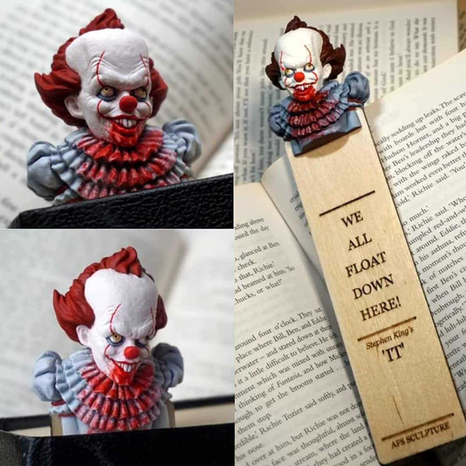 Horror Novel Bookmark Set - Gothic Resin Bookmark for Adults, Perfect Gift for Horror Book Lovers - Customizable Dark Fantasy Book Accessories for Men & Women - Scary Character Sculpture Bookmark (Great for Halloween Reading & Horror Book Club Gifts)