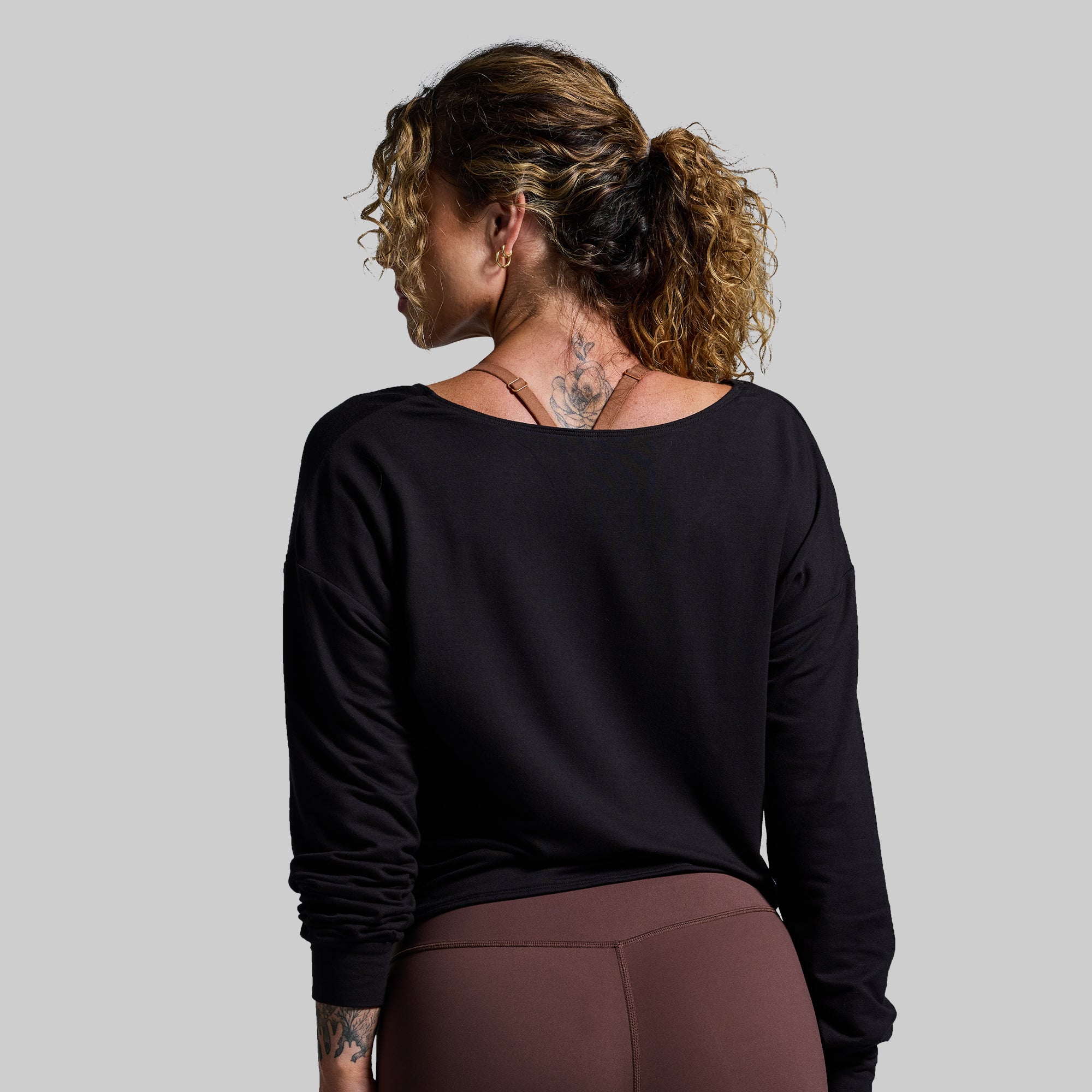 Two-Way Long Sleeve Shirt for Men & Women - Black | Versatile Reversible Design for Workout, Yoga & Casual Wear