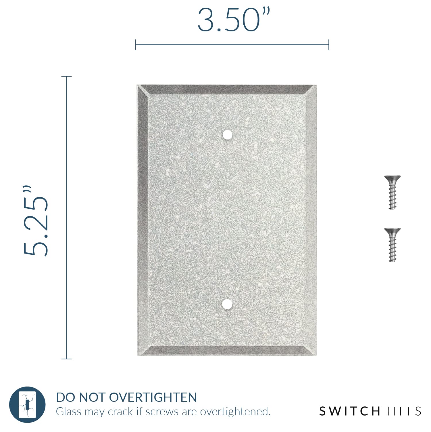 Premium Silver Glass Mirror Outlet Wall Plate Cover - 3.5