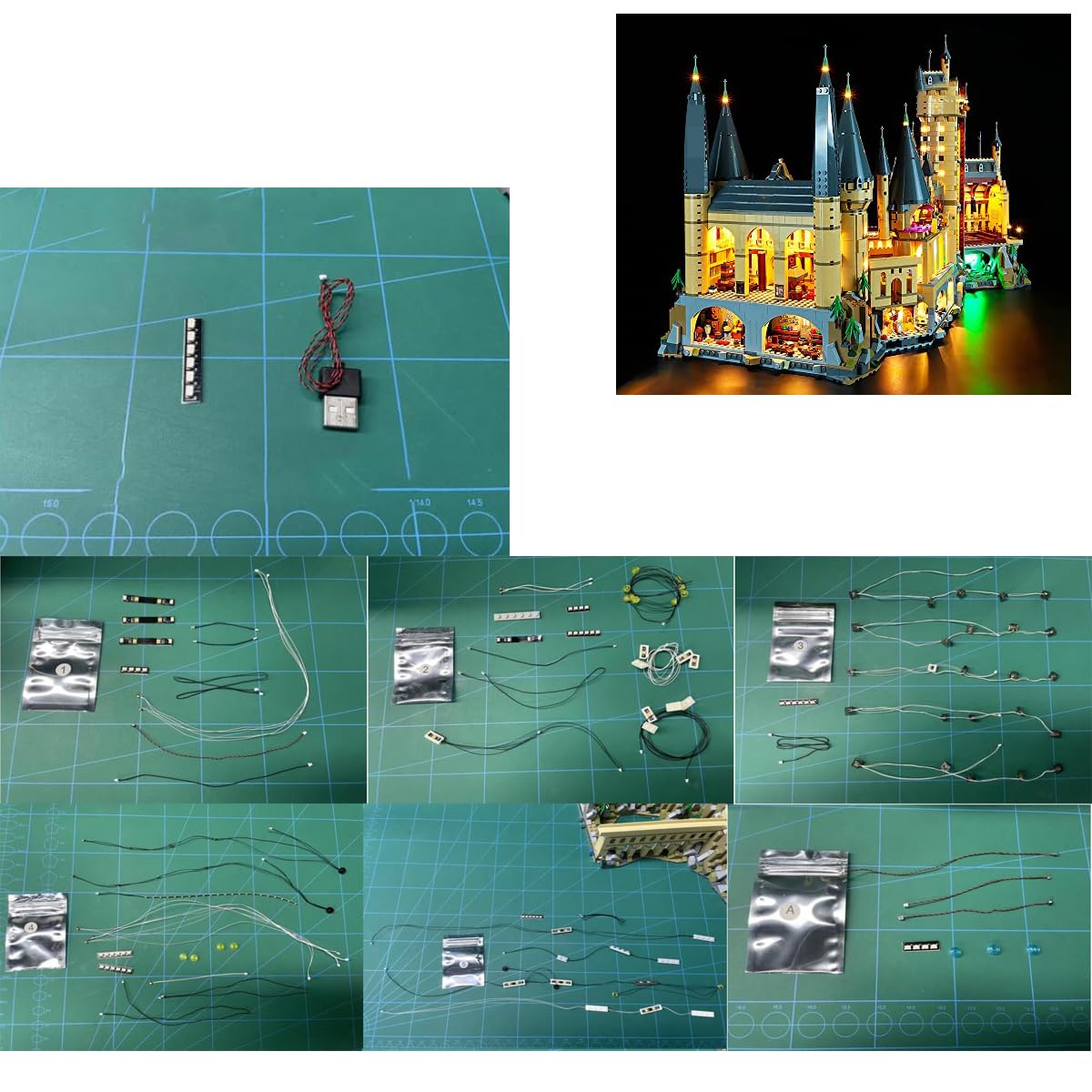 Hosdiy LED Light Kit for Lego 71043 Hogwarts Castle (Harry Potter) - Compatible Lighting Set for Chateau De Poudlard Model - DIY Illumination Accessories (Lights Only, No Lego Model Included) - Perfect for Harry Potter Displays, Nighttime Decor & Lego Collector Showcases