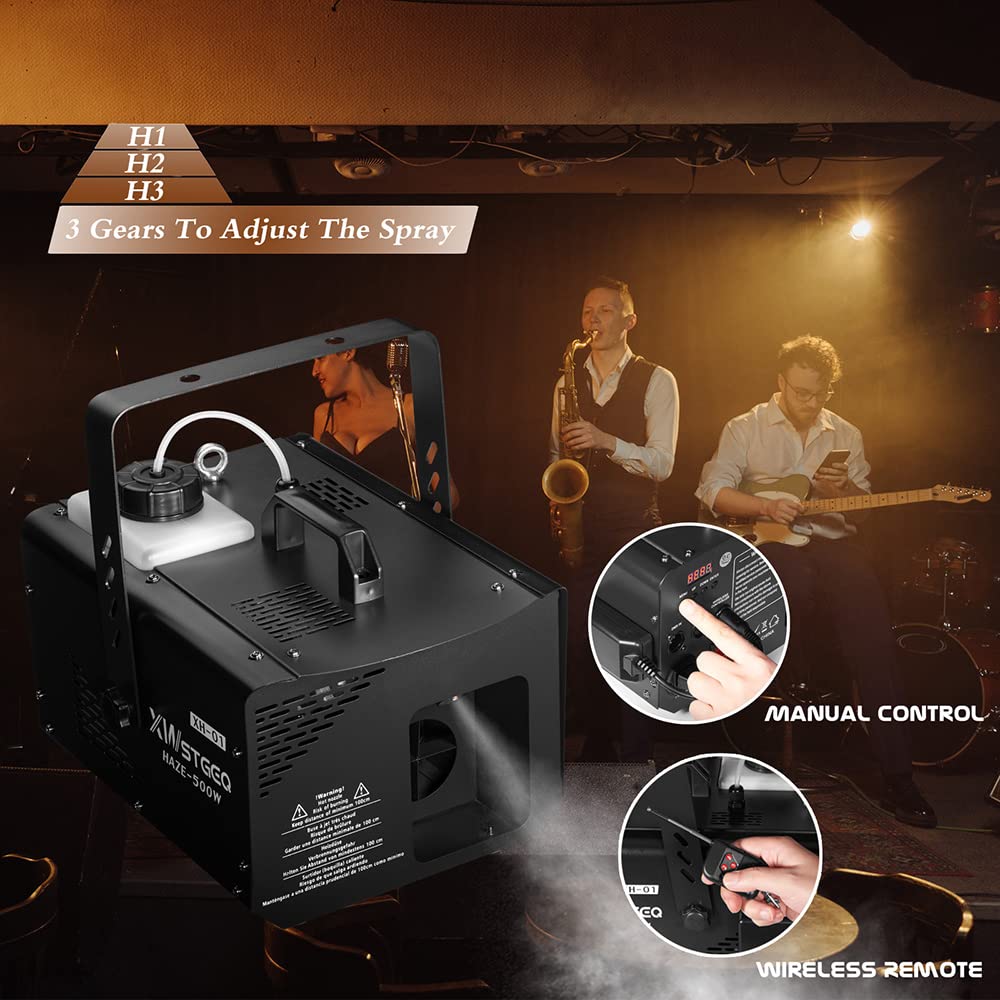 500W Haze Machine with Continuous Fog Output - Manual, Wireless Remote & DMX Control for Stage, DJ, Halloween, Club, Christmas & Wedding Light Shows | Perfect for Parties, Concerts & Events