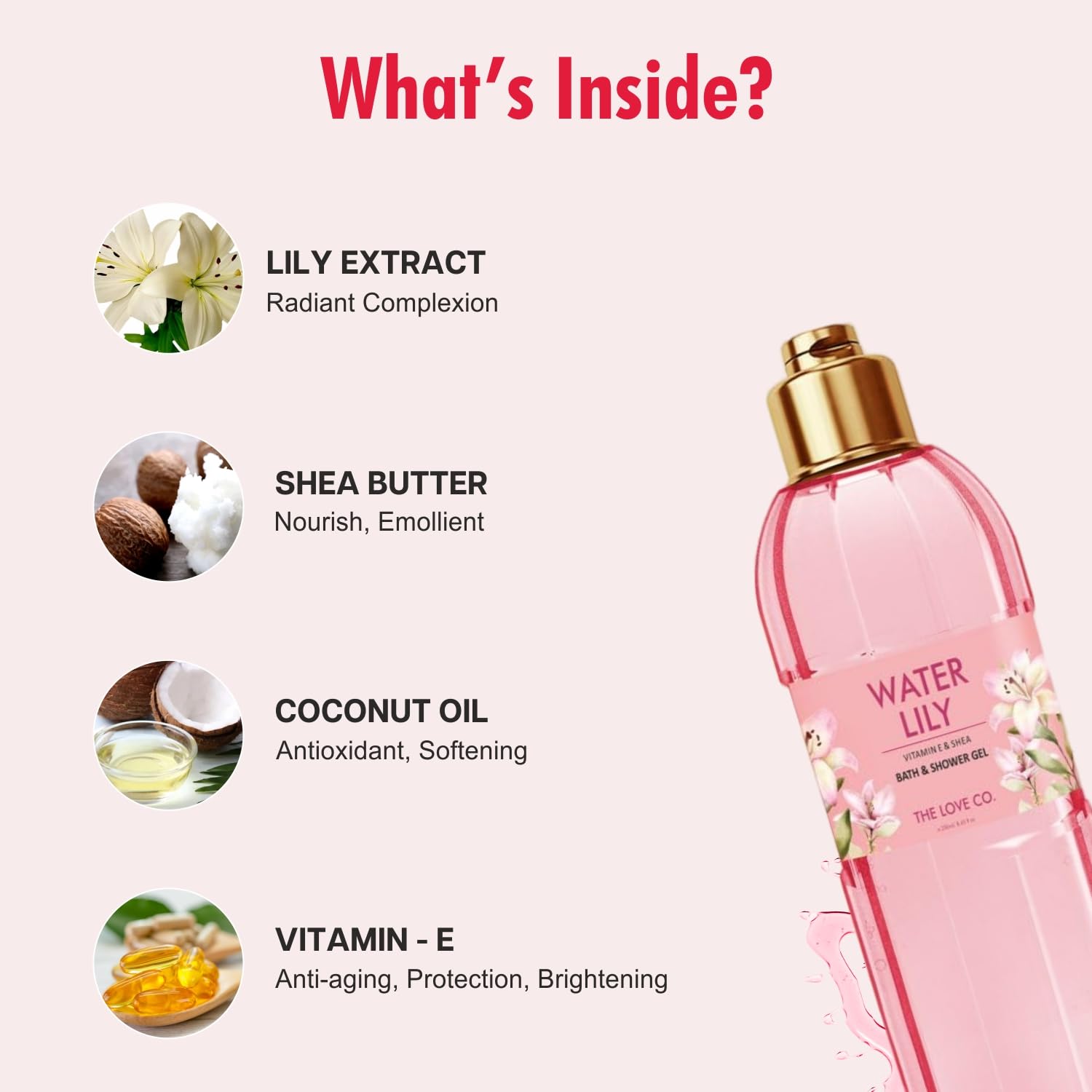 THE LOVE CO. Waterlily Body Wash Shower Gel - Refreshing & Hydrating Formula for Men & Women | Vegan, Paraben-Free & Cruelty-Free Unisex Bath & Body Wash (250ml) | Perfect for Daily Shower & Spa Relaxation at Home