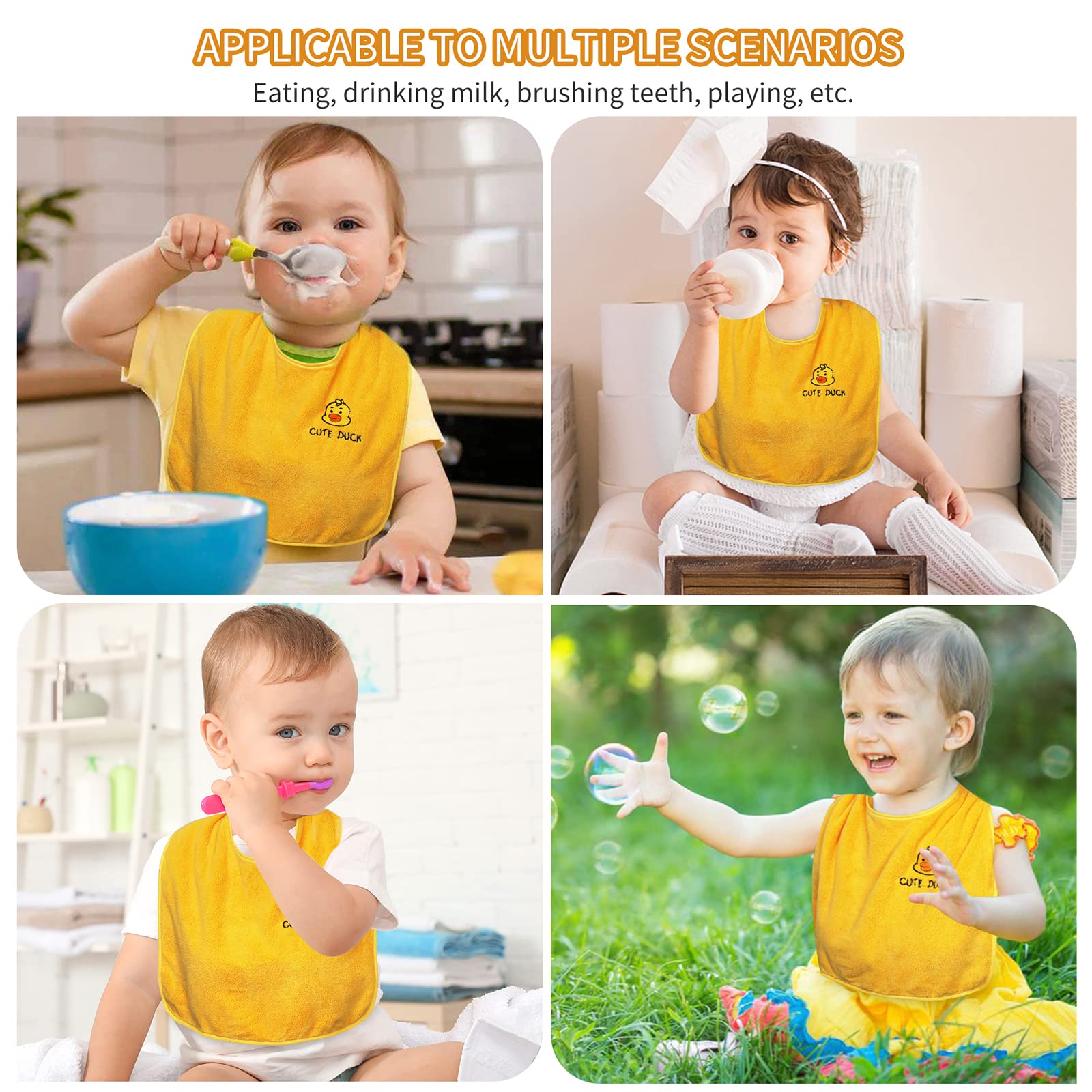 3 Pack Waterproof Baby Bibs for Girls & Boys - Soft Towel Toddler Bibs for 1-3 Years | Ideal for Mealtime, Feeding & Messy Play