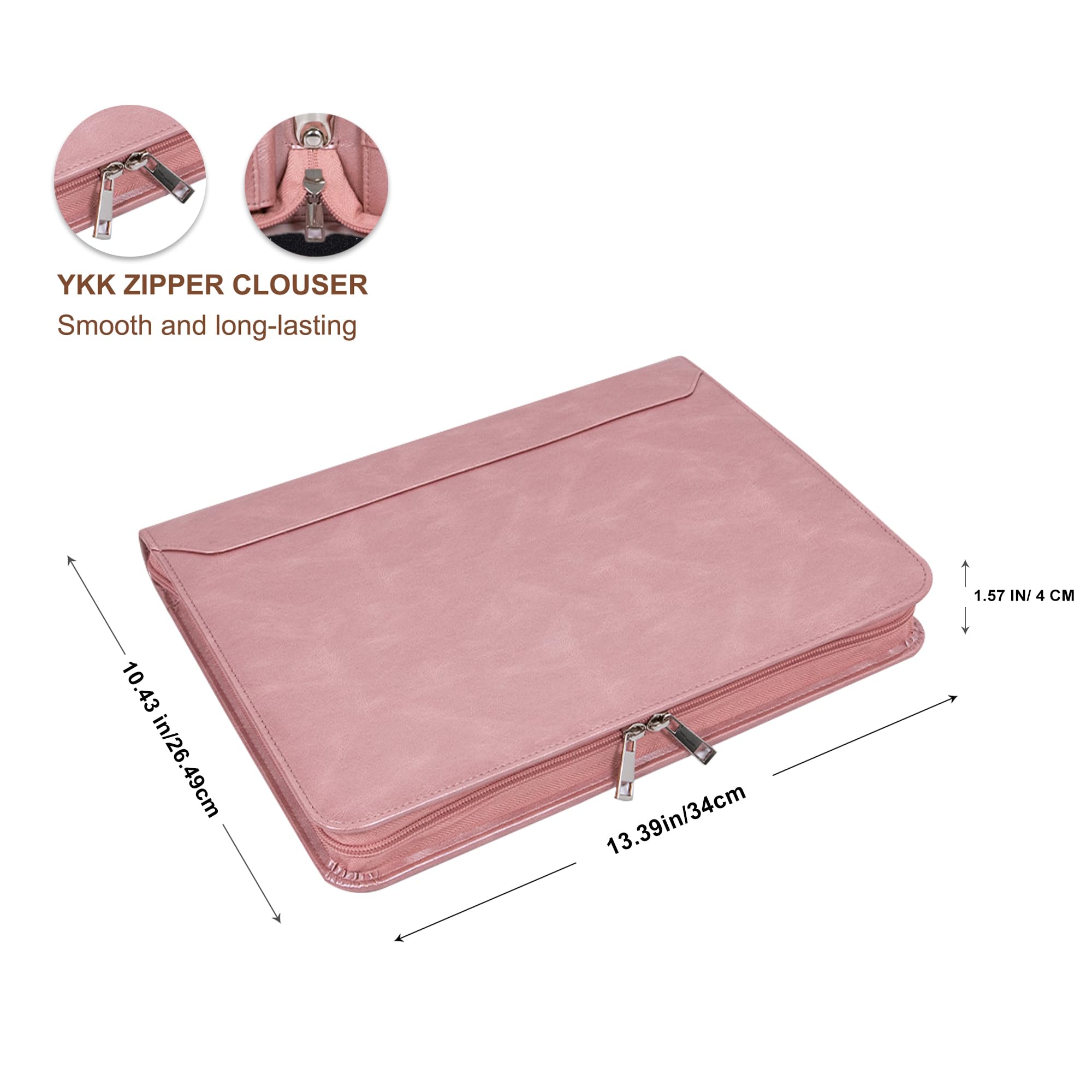 AZXCG 1 Inch 3 Ring Binder Portfolio for Women - PU Leather Professional Organizer with A4 Legal Pads | Slim Business Padfolio Folder | Rose Gold Gift for Her | Perfect for Office, School & Presentations