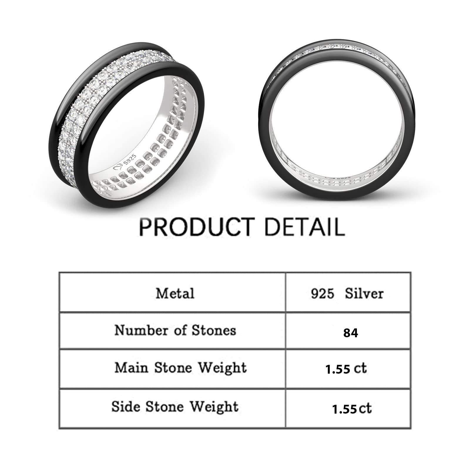 Jeulia Sterling Silver Two-Tone Wedding Band Set - Round Cut Diamond Engagement Ring for Men & Women, Stackable Rings with Jewelry Gift Box - Perfect for Proposals, Anniversaries, and Couple Jewelry Gifts