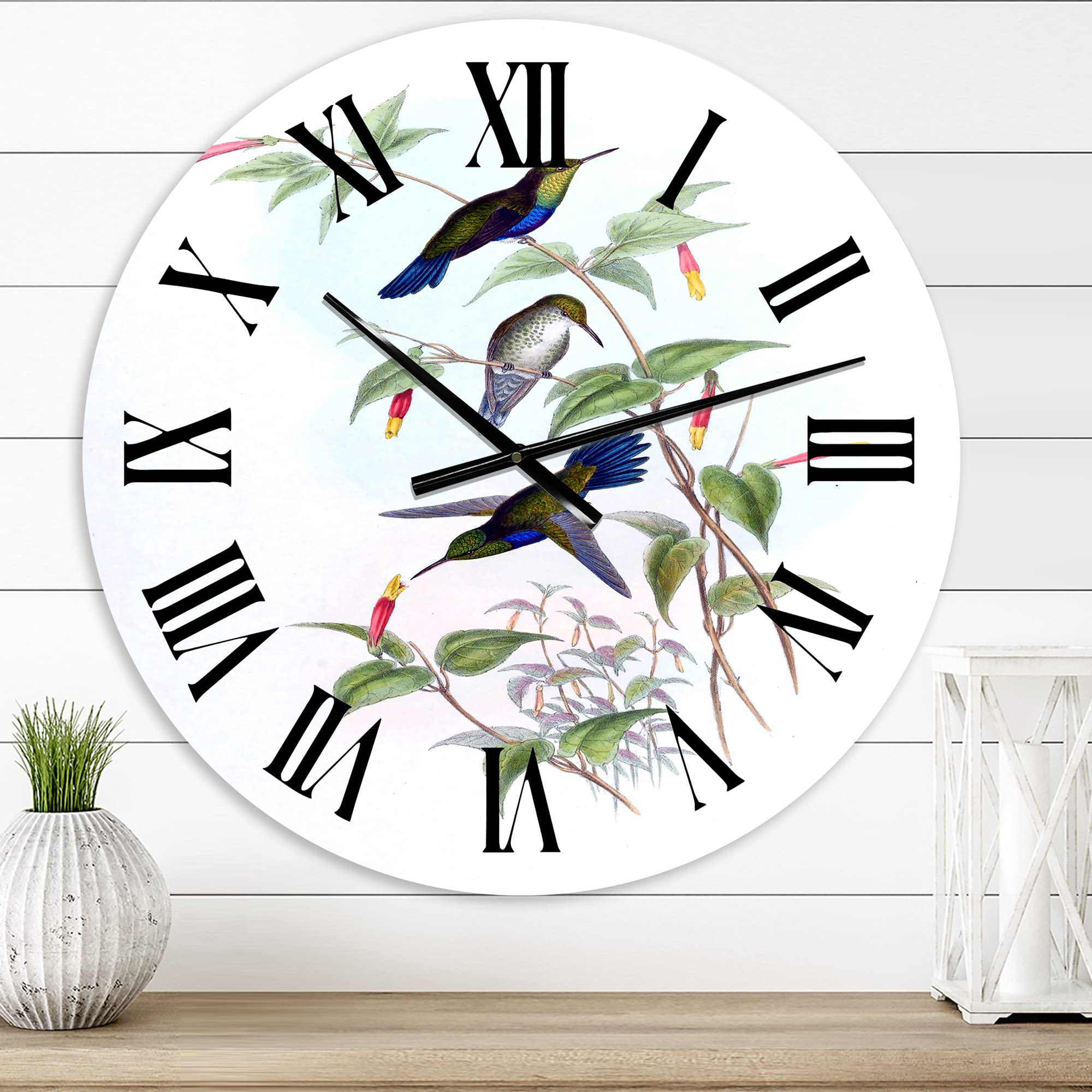 Vintage Hummingbird Wall Clock - Large Decorative Nature Landscape Clock for Home & Office Decor | Perfect for Living Room, Bedroom, Kitchen, and Workspace