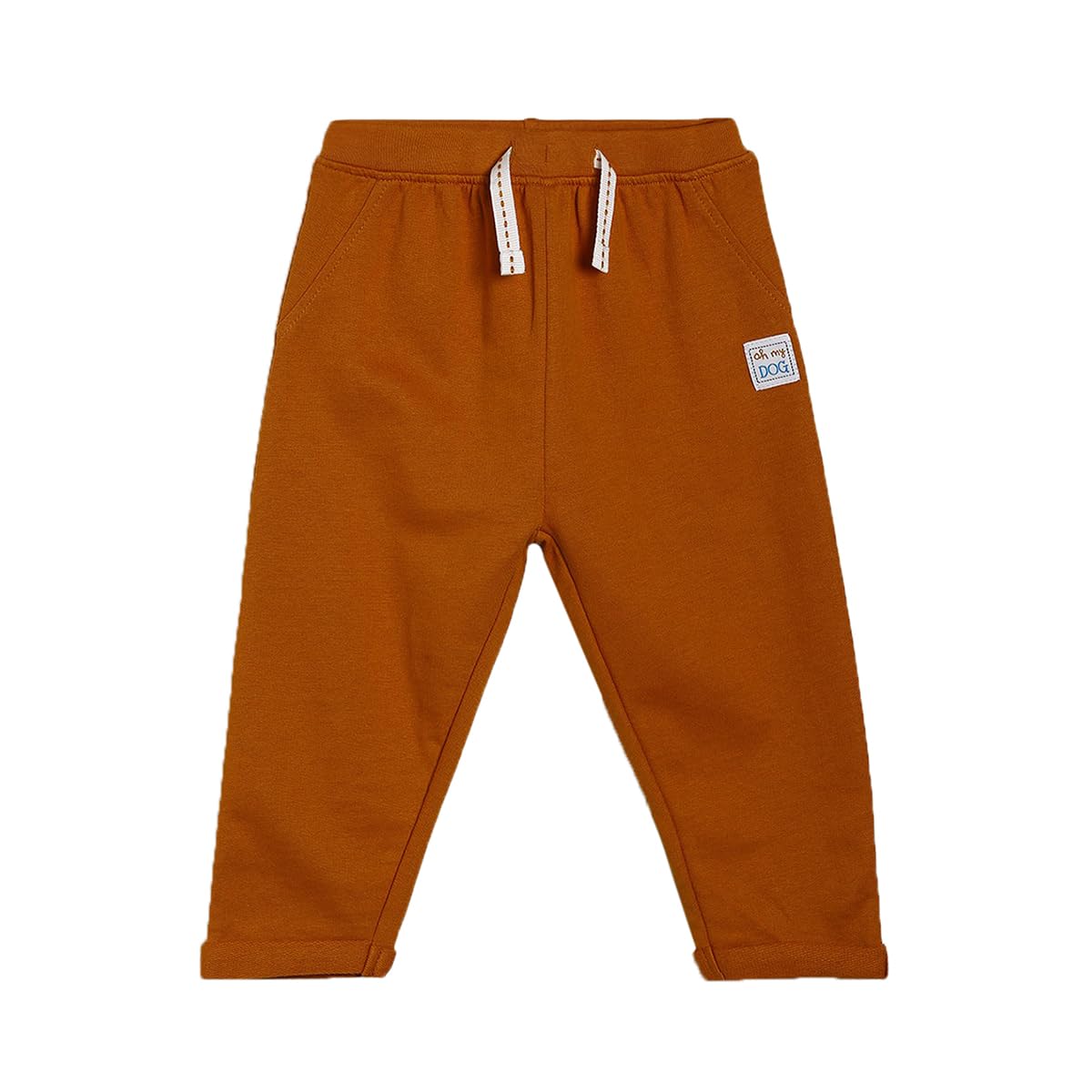 Miniklub Baby Full Length Knitted Cotton Pants - Soft & Comfortable Brown Infant Bottoms for Playtime, Crawling & Everyday Wear