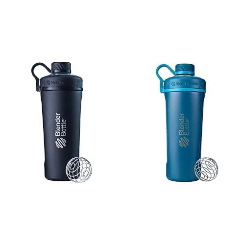 BlenderBottle Radian Insulated Stainless Steel Shaker Bottle 26oz - Matte Black & Deep Blue | Leak-Proof Protein Shaker for Gym, Workout & Travel | BPA-Free Fitness Water Bottle