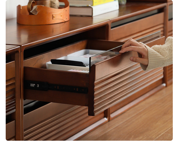 Solid Wood Medieval Floor TV Cabinet - Black Walnut, Cherry, Poplar - Perfect for Living Room, Bedroom & Home Theater Setup