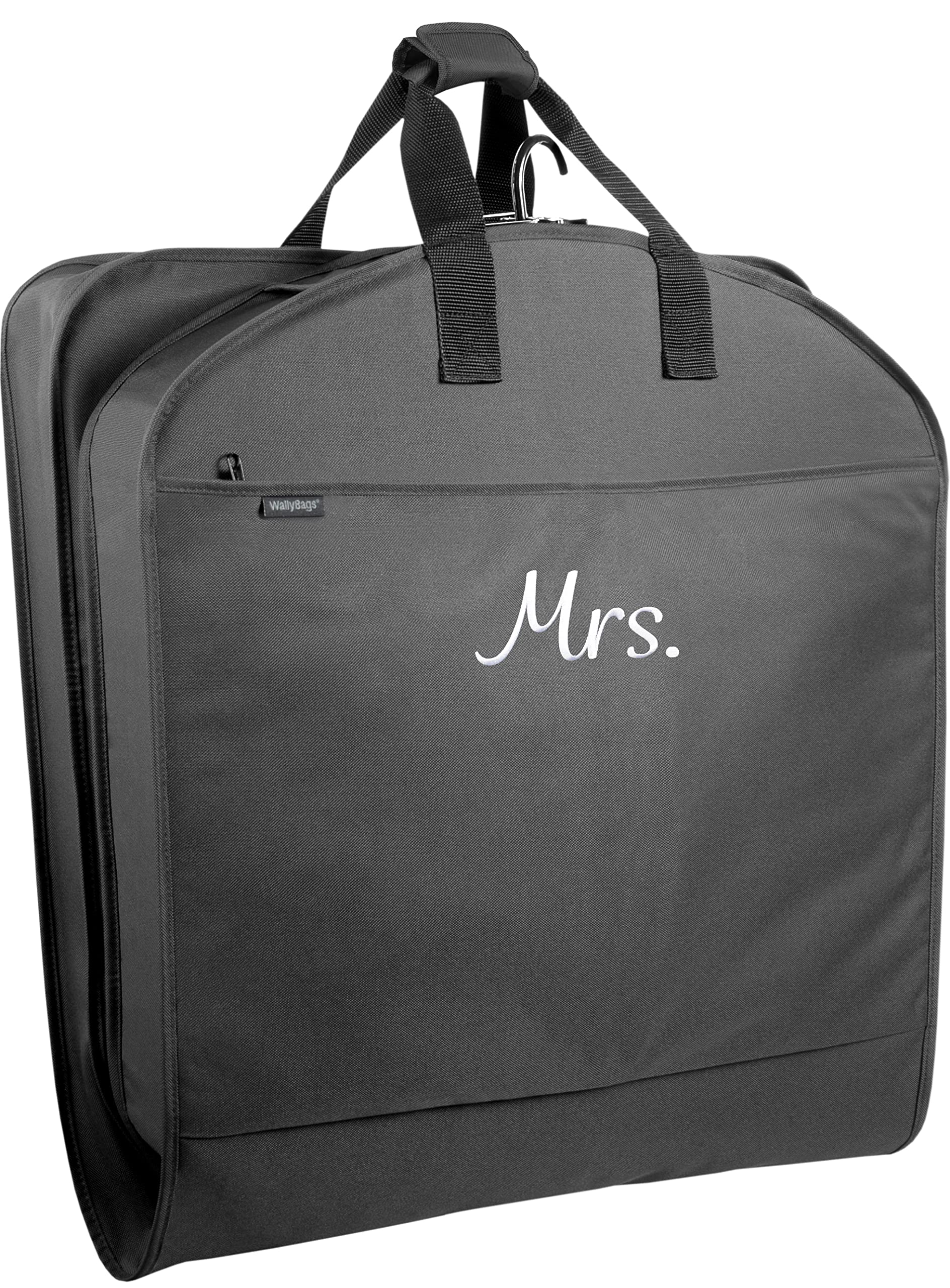 WallyBags 52-Inch Deluxe Garment Travel Bag with Two Pockets - Black (M2) | Premium Suit Carrier for Business Trips, Weddings & Airplane Travel