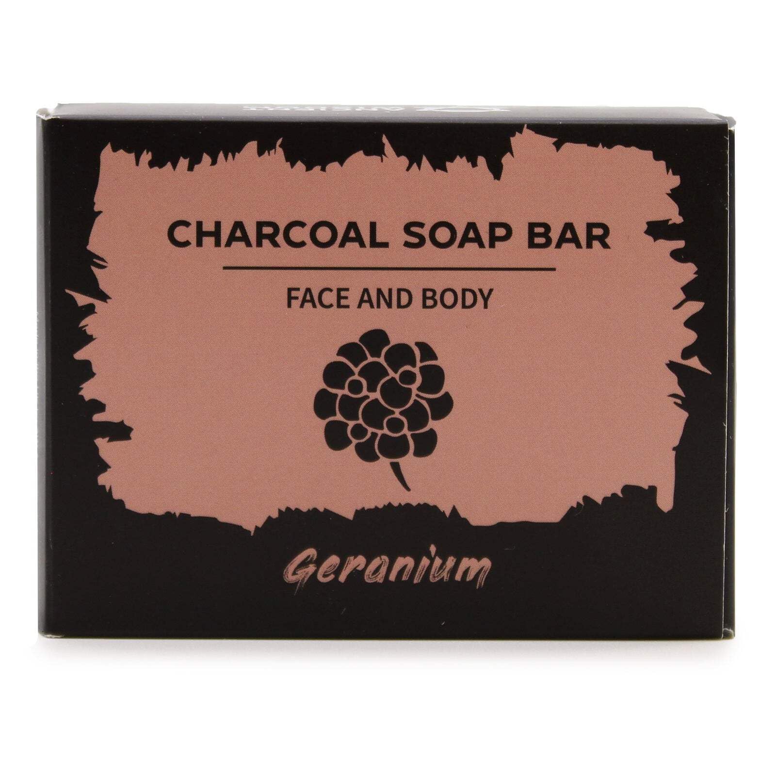 Natural Charcoal Soap 85g with Geranium Extract - Deep Cleansing & Detoxifying Face & Body Bar for Acne, Blackheads & Oily Skin - Perfect for Daily Skincare Routine & Spa Treatments