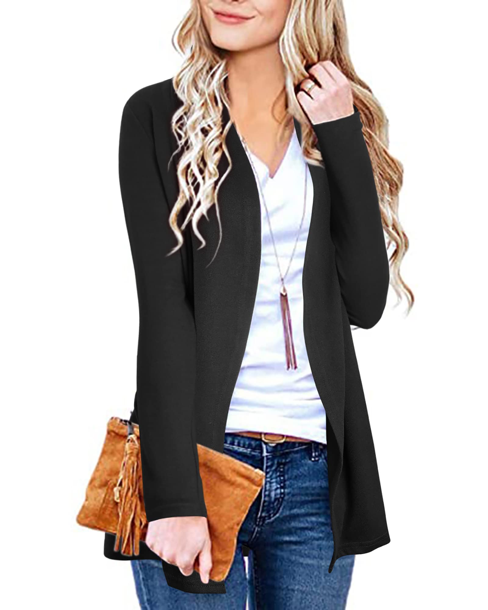UltraNice Women's Lightweight Long Sleeve Cardigan Sweater with Pockets - 2025 Spring Casual Fashion Top for Work, Travel & Everyday Outfits