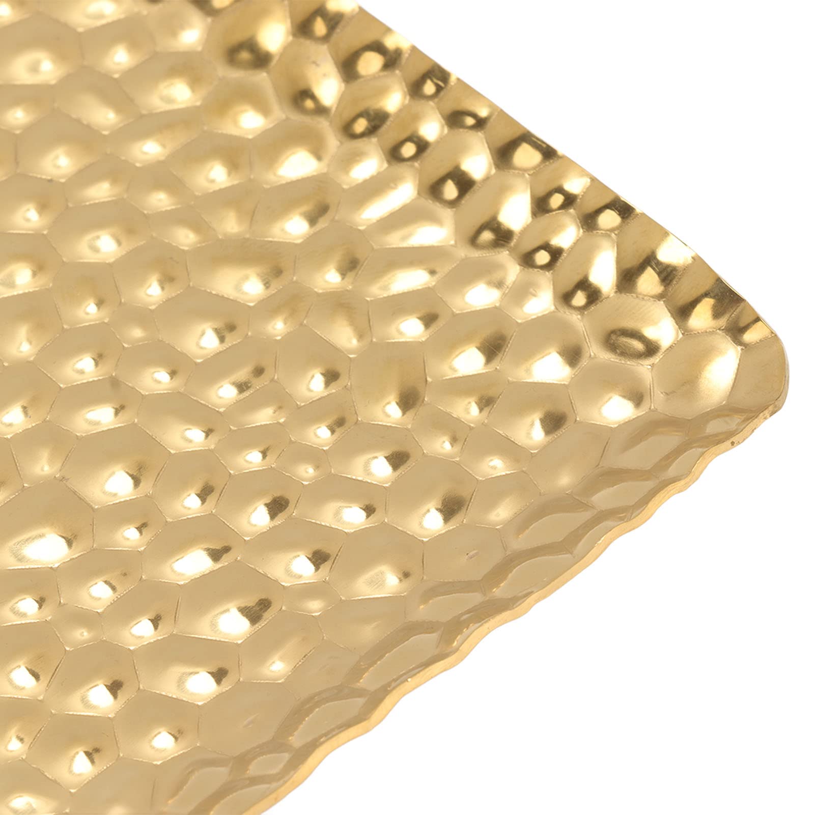 Stainless Steel Hammered Rectangular Decorative Tray 19.5x9.5cm - Gold Kitchen Serving Tray for Living Room, Bedroom, Bathroom | Perfect for Entertaining, Food Display & Home Decor