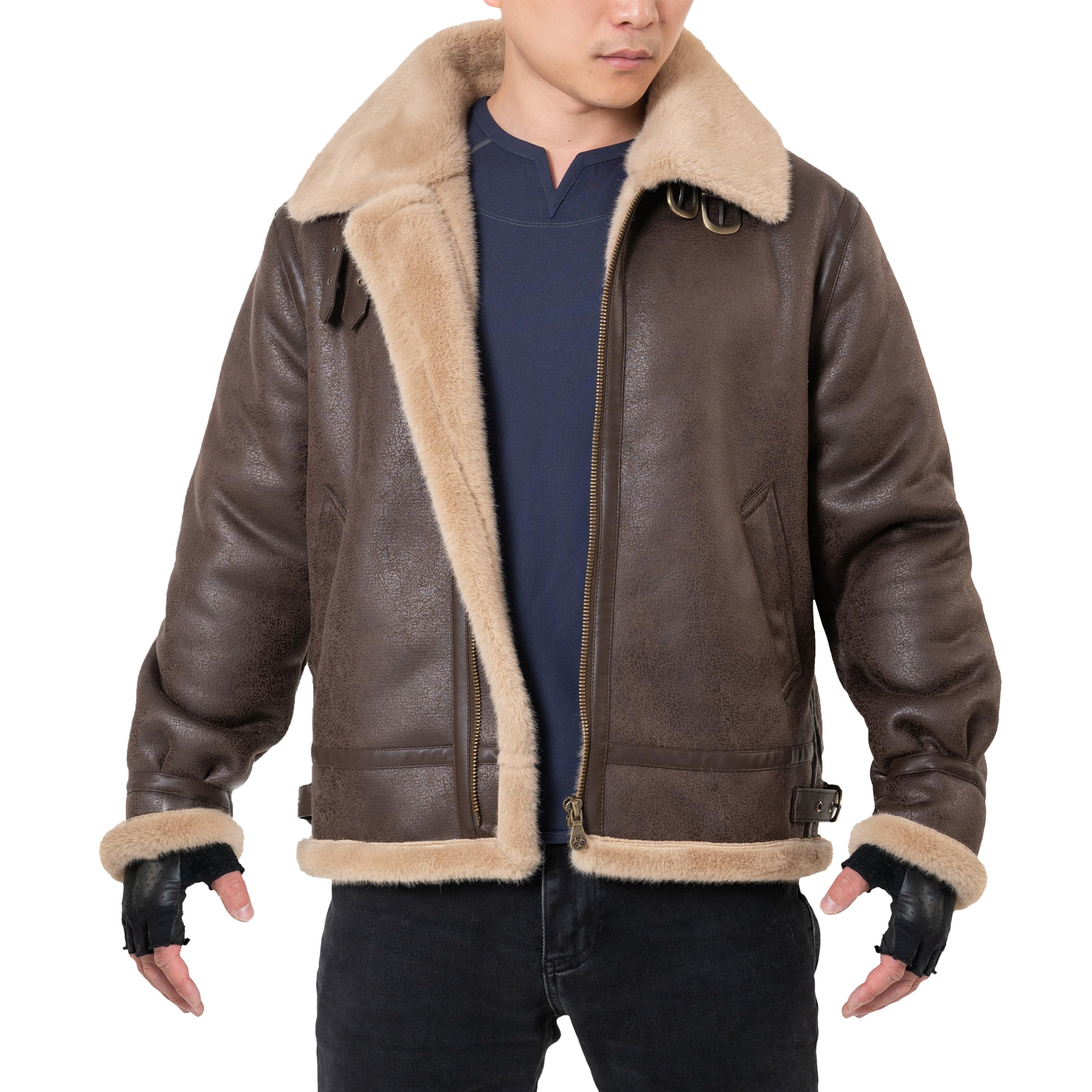 Men's Brown Leather Jacket - Motorcycle Bomber Coat for Winter, Cosplay Costume (Sizes XS to 3XL) | Stylish Outerwear for Riding, Casual Wear & Costume Events