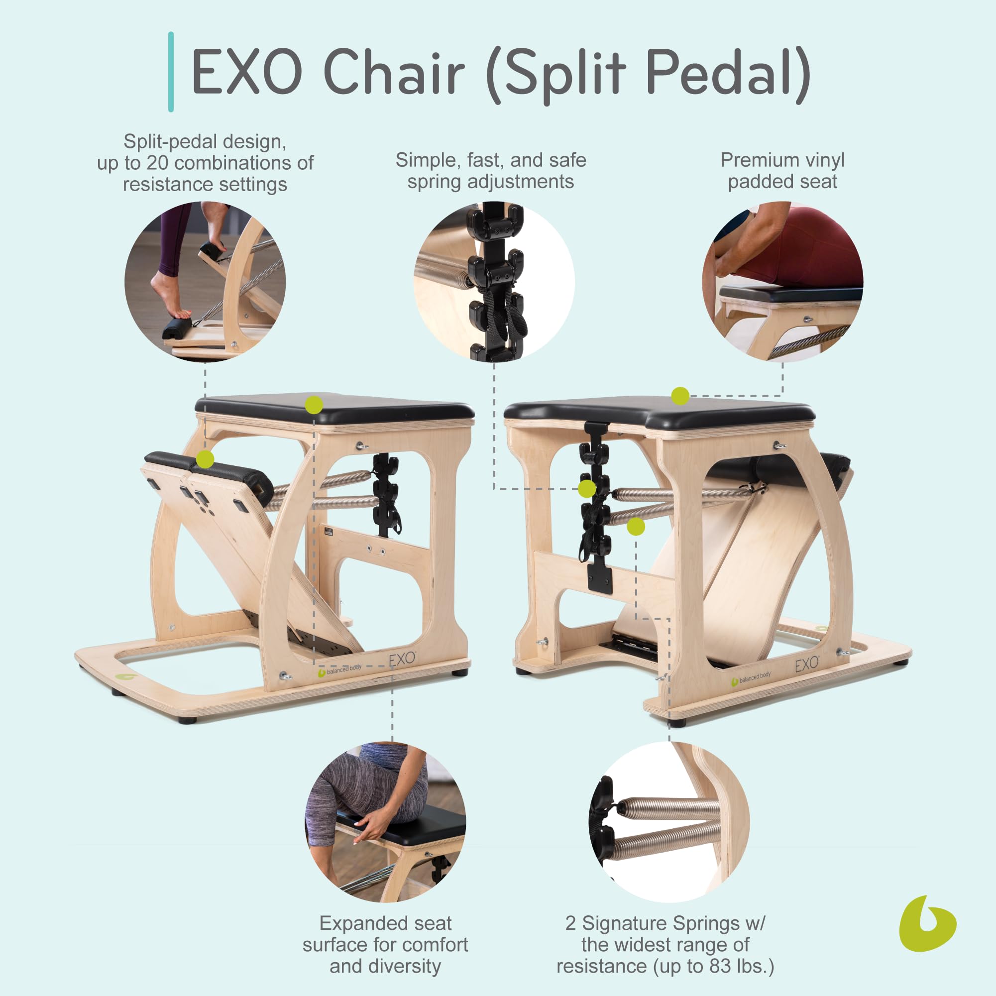 EXO Pilates Chair - Full-Body Workout Equipment for Home & Studio Fitness
