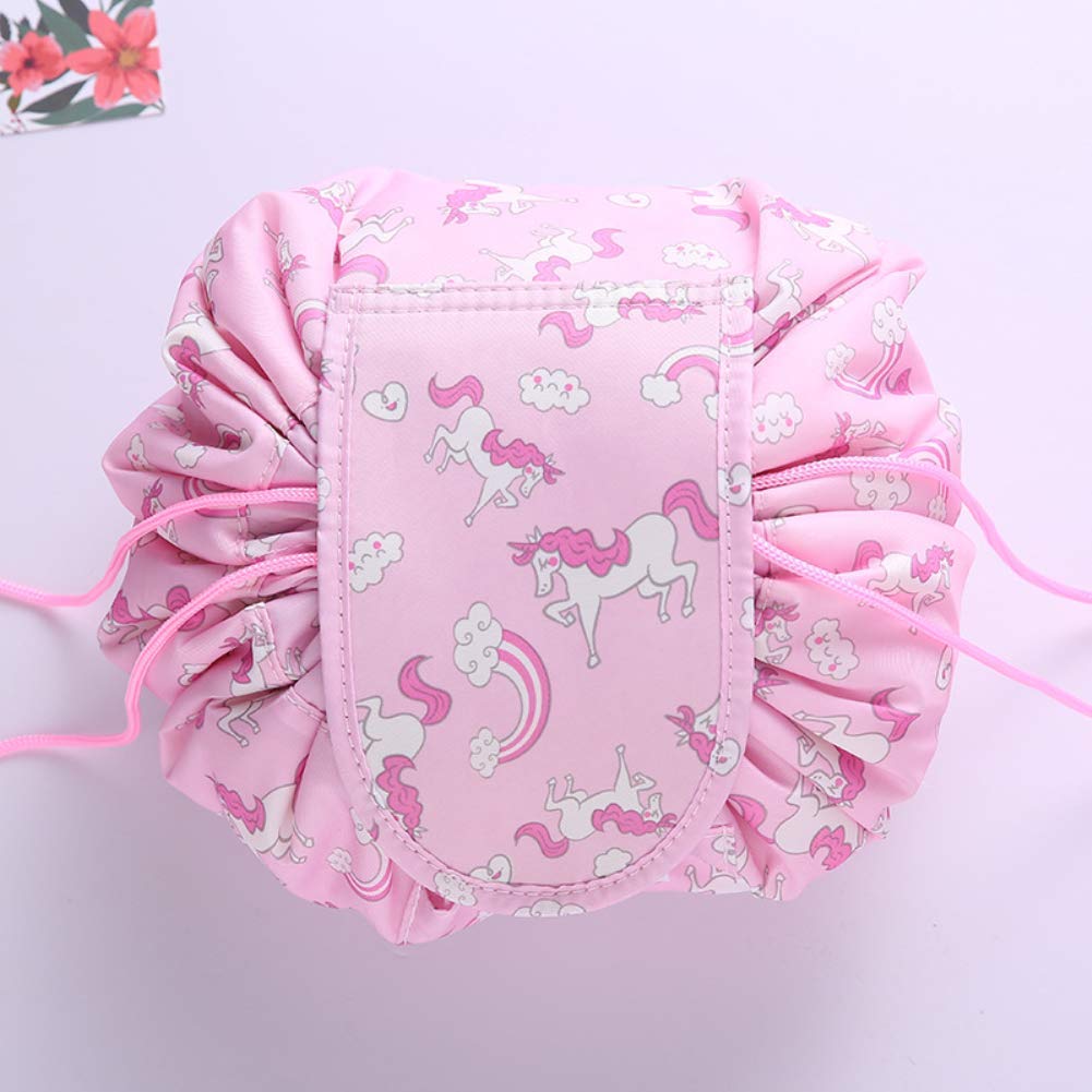 AMEEDARSHAN Large Portable Folding Makeup Bag - Waterproof Cosmetic Organizer Pouch with Drawstring for Women | Travel Toiletry Bag | Perfect for Gym, Vacation & Daily Use (Multiple Designs)