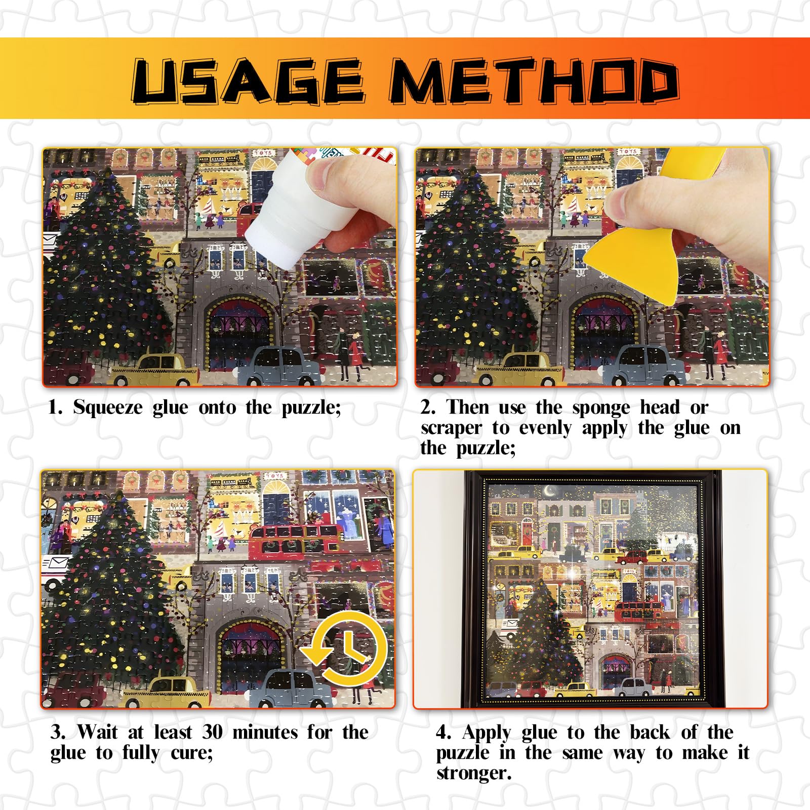 Premium Puzzle Glue Kit with Sponge Head Applicator - Permanent Adhesive for Jigsaw Puzzles, Diamond Painting & DIY Crafts - Non-Toxic, Clear Drying & High Shine Finish - Perfect for Framing, Preserving Artwork & Craft Projects