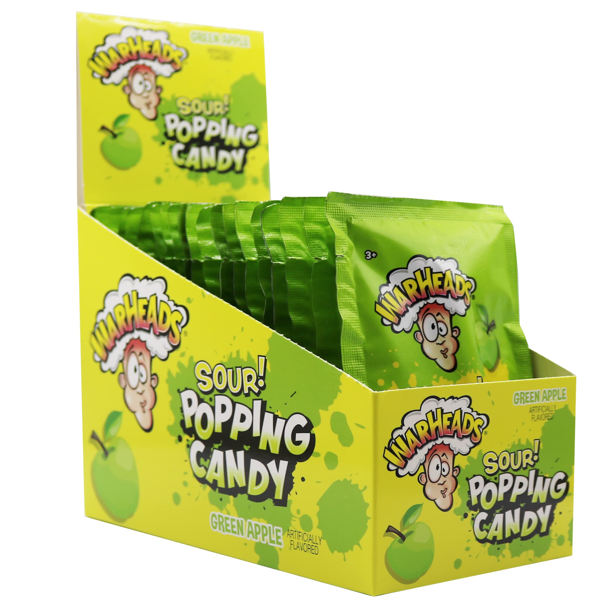 Sour Pop Rocks Candy - Warhead Popping Candy 0.33oz (Pack of 20) Green Apple Flavor | Fun Party Favors, Halloween Treats & Unique Gifts for Kids and Adults