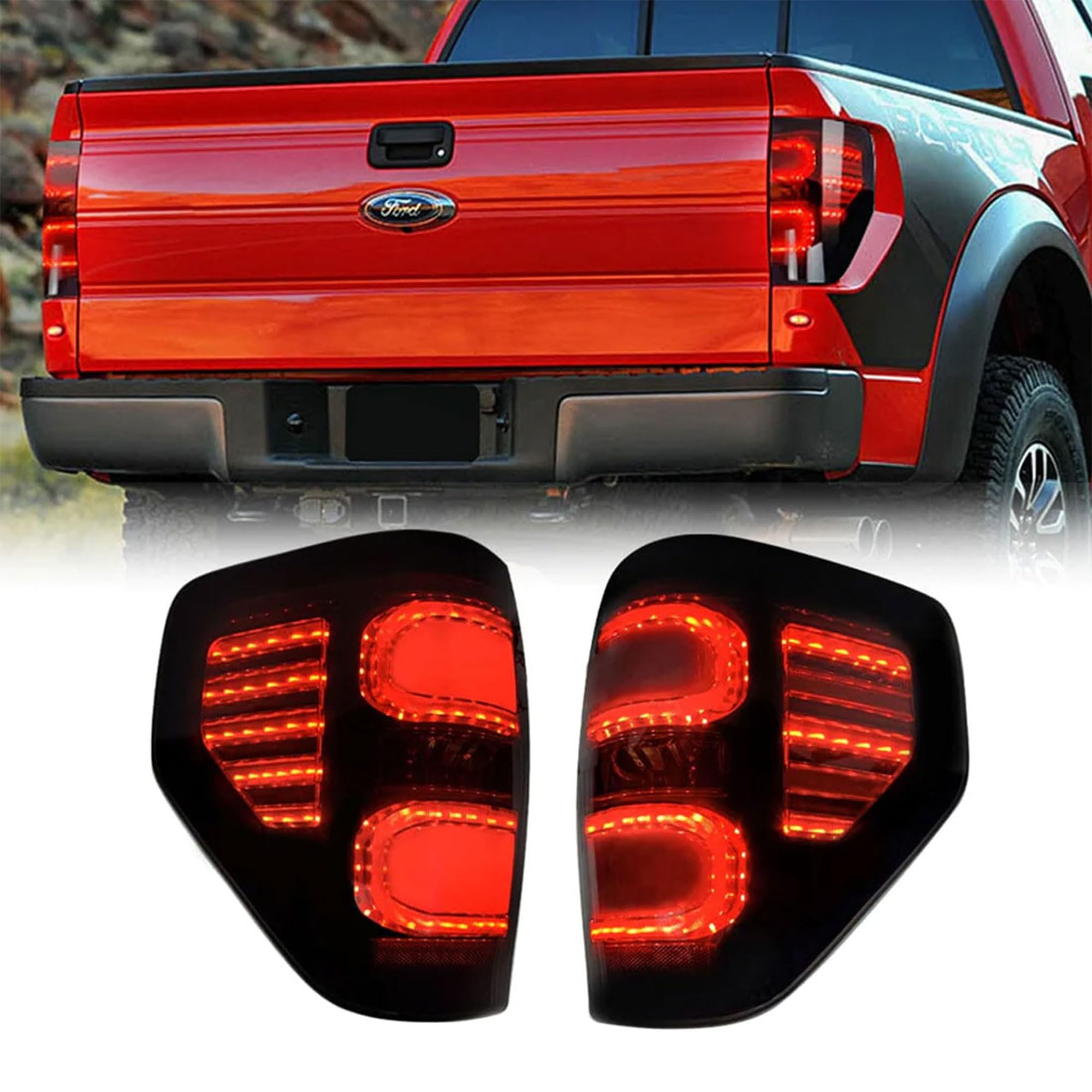 **2009-2014 Ford F150 LED Tail Lights - Smoked Black, Plug & Play, DOT Approved - Upgrade for Enhanced Visibility & Style (Perfect for Night Driving & Custom Builds)**