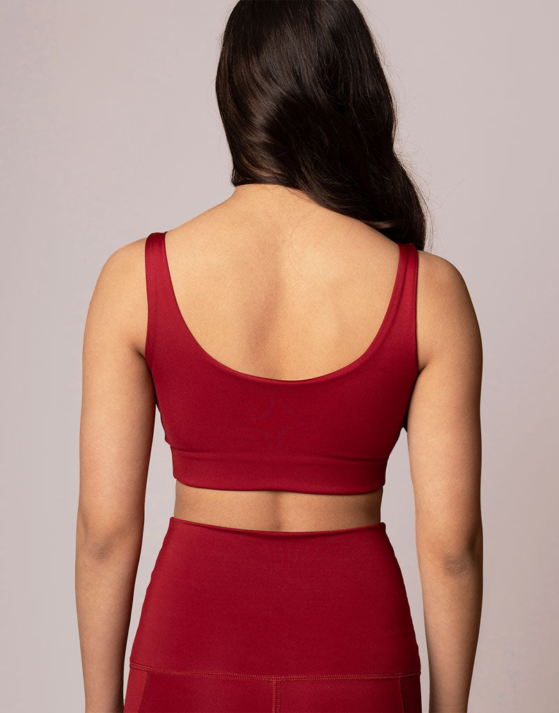 Freestyle V Crop Cranberry Top - Women's Fashion Casual T-Shirt for Summer Outfits, Gym, and Beach Wear