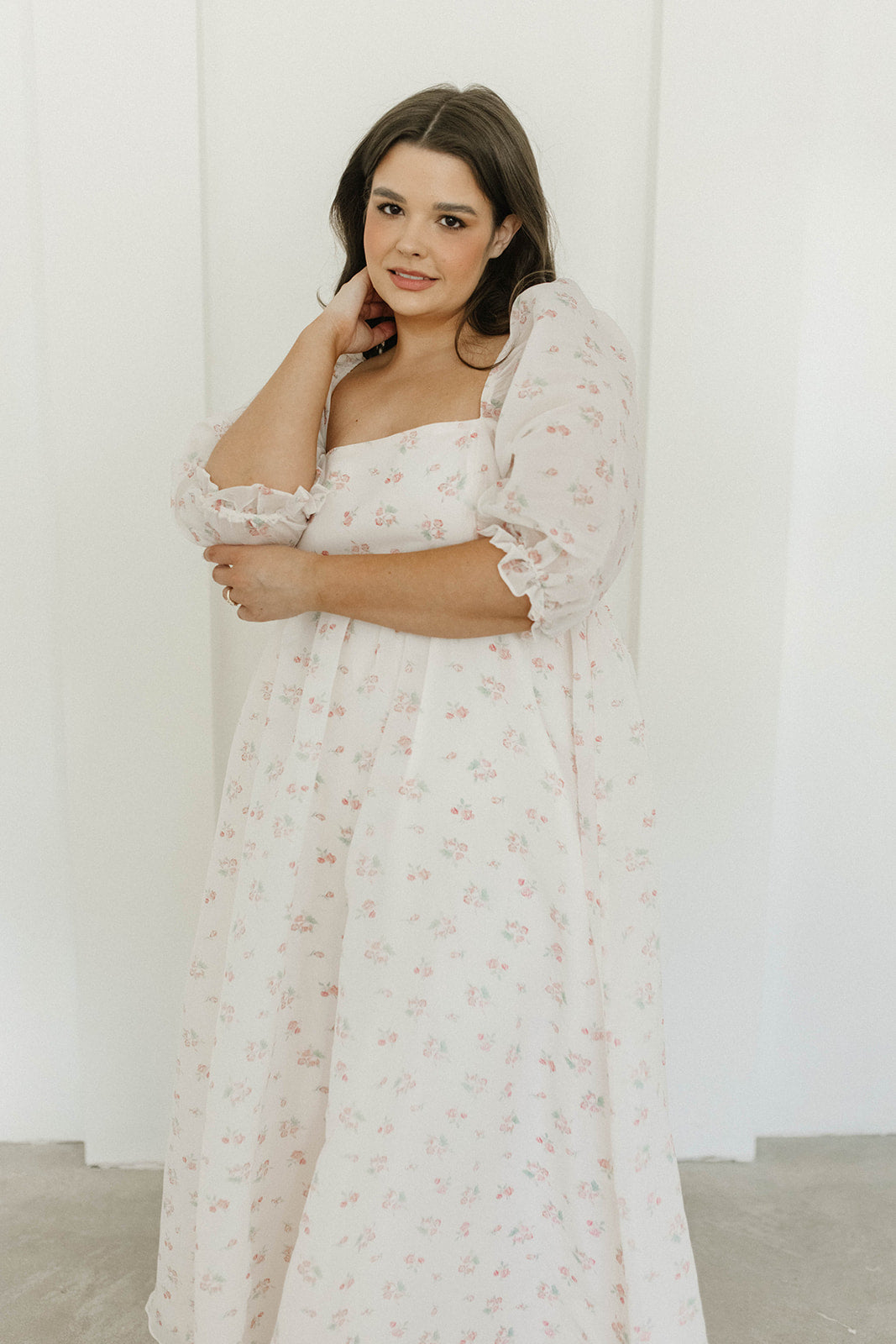 Mona Maxi Dress with Smocking - Blush Floral Print, Bump Friendly Maternity Dress, Inclusive Sizing S-3XL | Perfect for Weddings, Beach Vacations & Summer Outfits