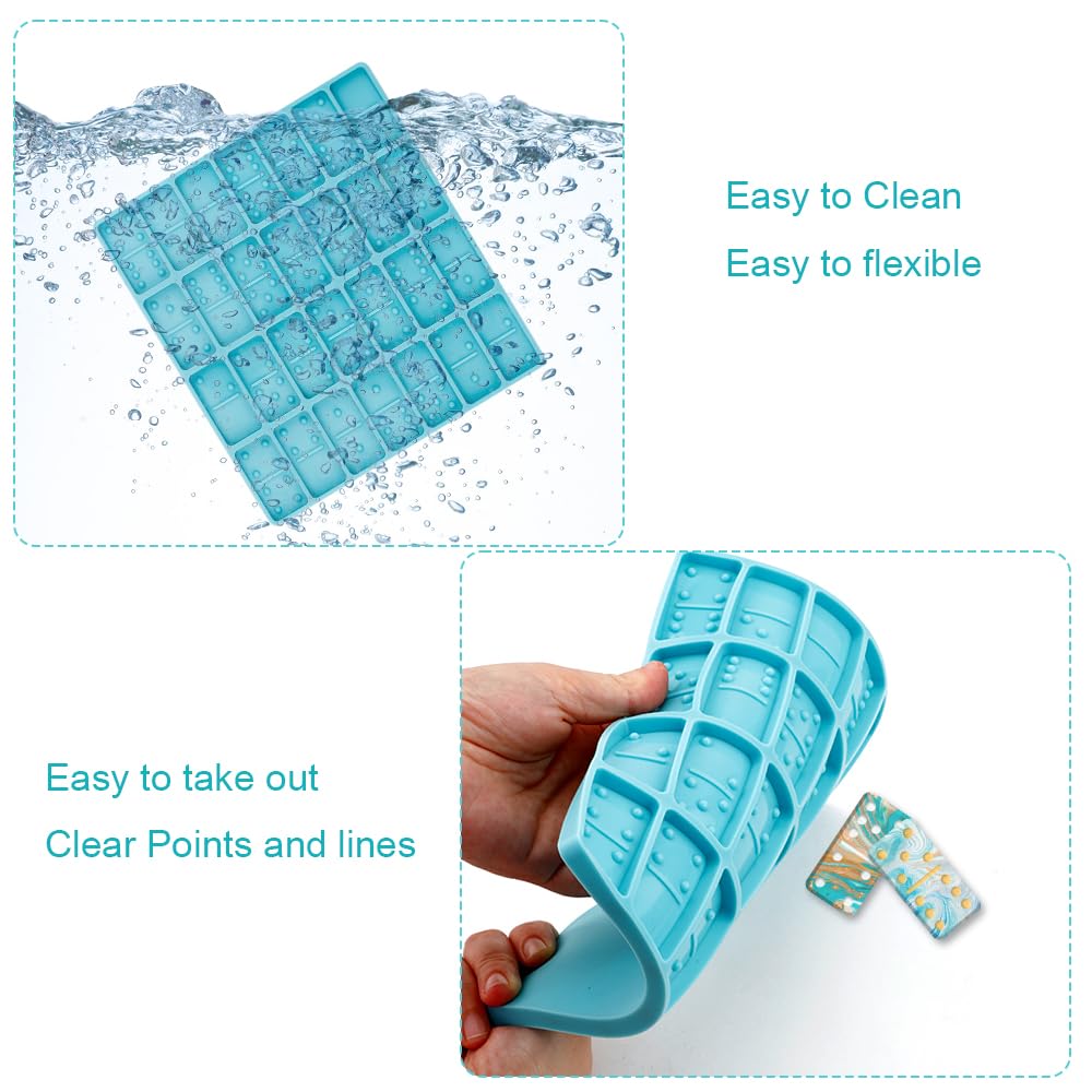 Professional 28-Cavity Silicone Domino Molds for Resin Casting - DIY Epoxy Jewelry, Pendants, Cake Decorations - Durable & Reusable for Crafting, Gifts & Home Decor