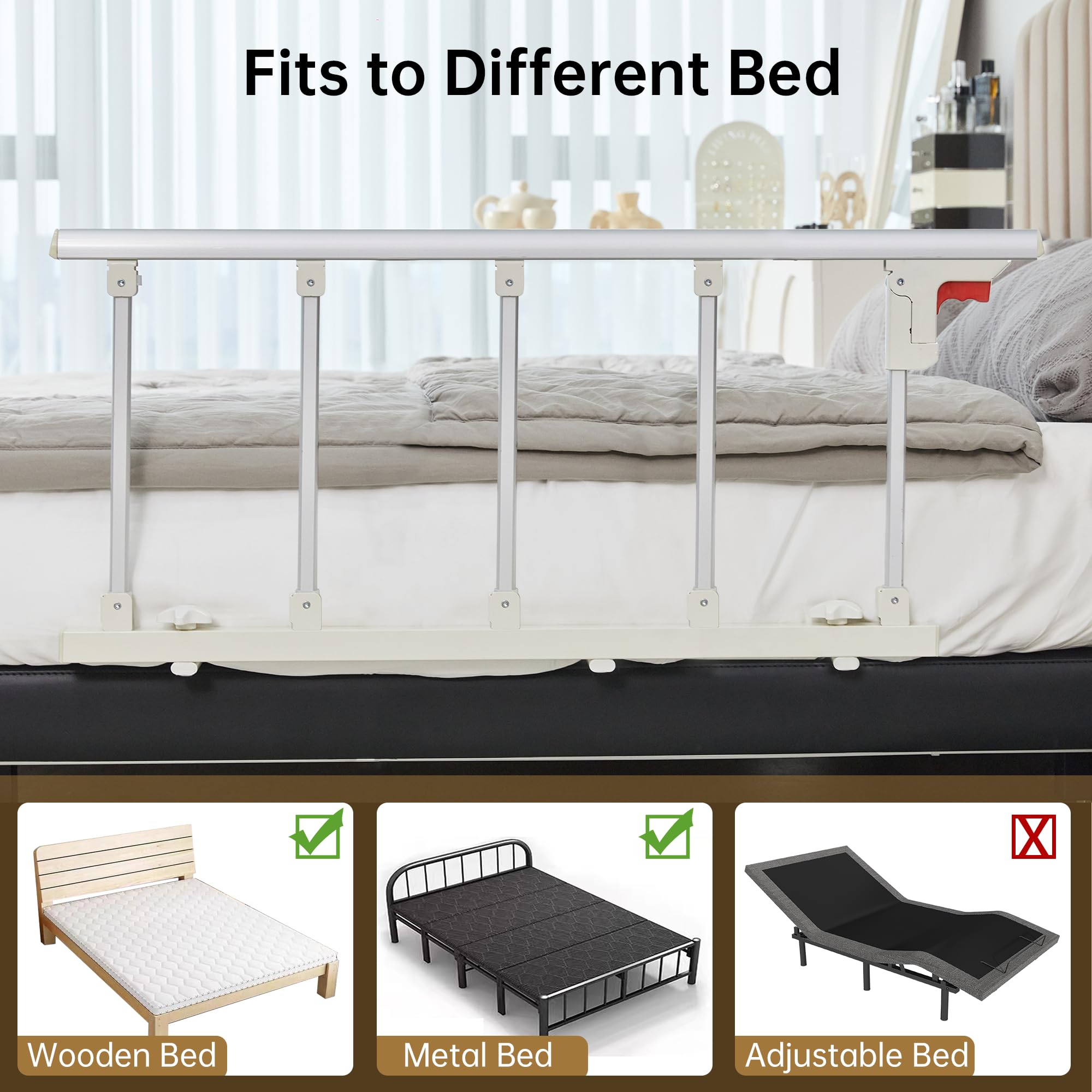 ELENKER Adjustable Bed Rails for Elderly Adults - 48.6