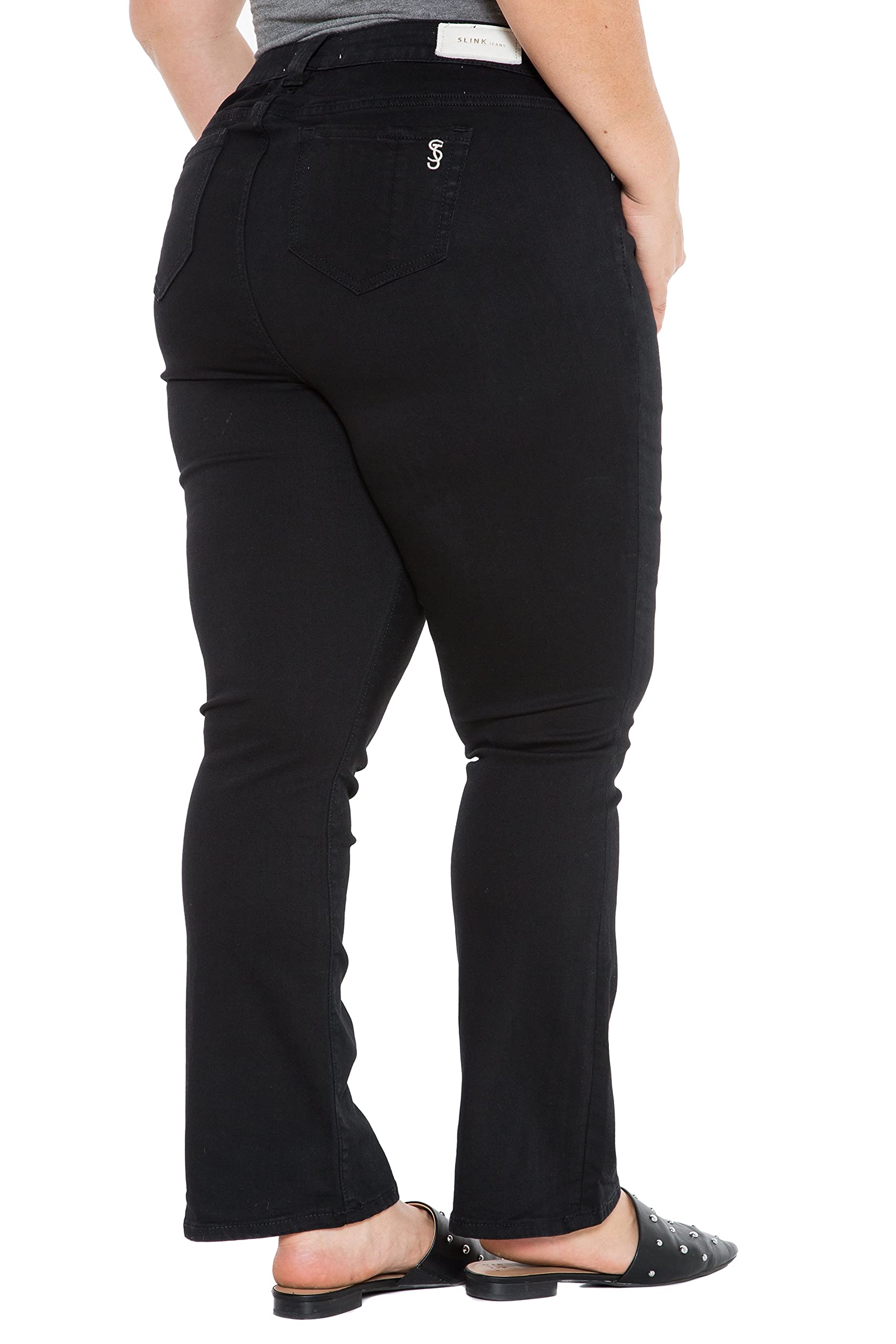 Premium Women's Plus Size Stretch High Rise Bootcut Jeans - Black | Comfortable & Flattering Fit for Curvy Figures | Perfect for Work, Casual Outings & Date Nights