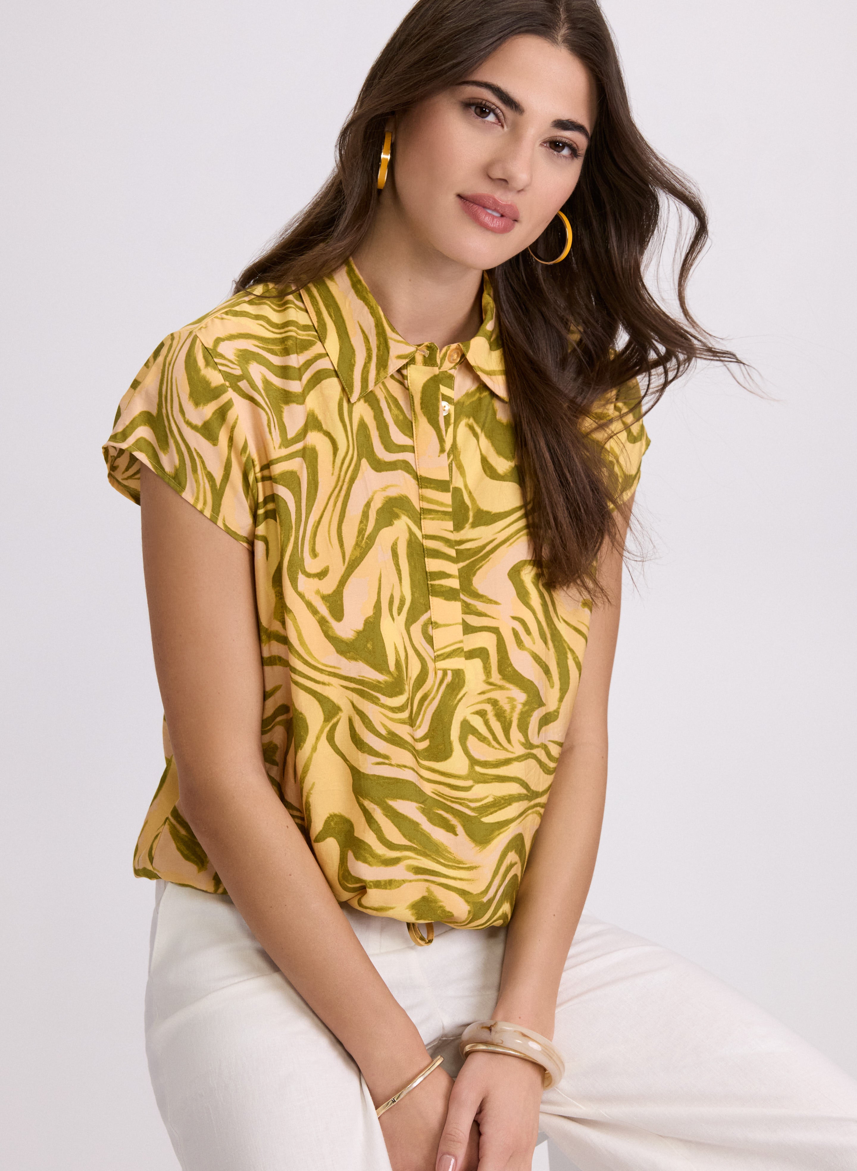 Elegant Cap Sleeve Blouse for Women - Breathable Summer Tops - Office & Casual Wear - Perfect for Work, Dating, and Outdoor Activities