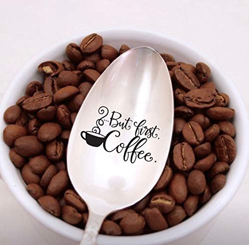 Engraved Coffee Spoon Gift for Lovers - Funny Saying Spoon for Adults & Kids - Perfect for Coffee Time