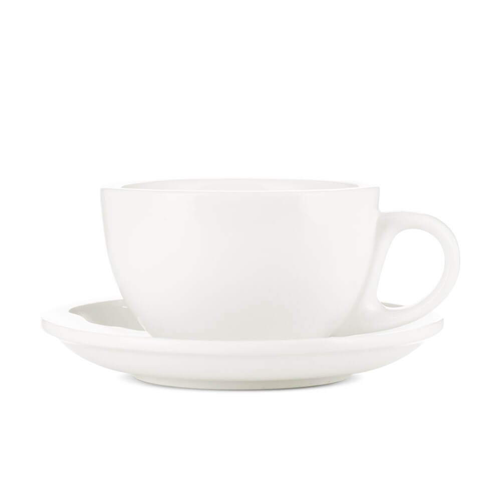 Premium White Porcelain Cappuccino Cup & Saucer Set (6oz/195ml) - Barista Quality Espresso Accessories for Home & Cafe Coffee Lovers