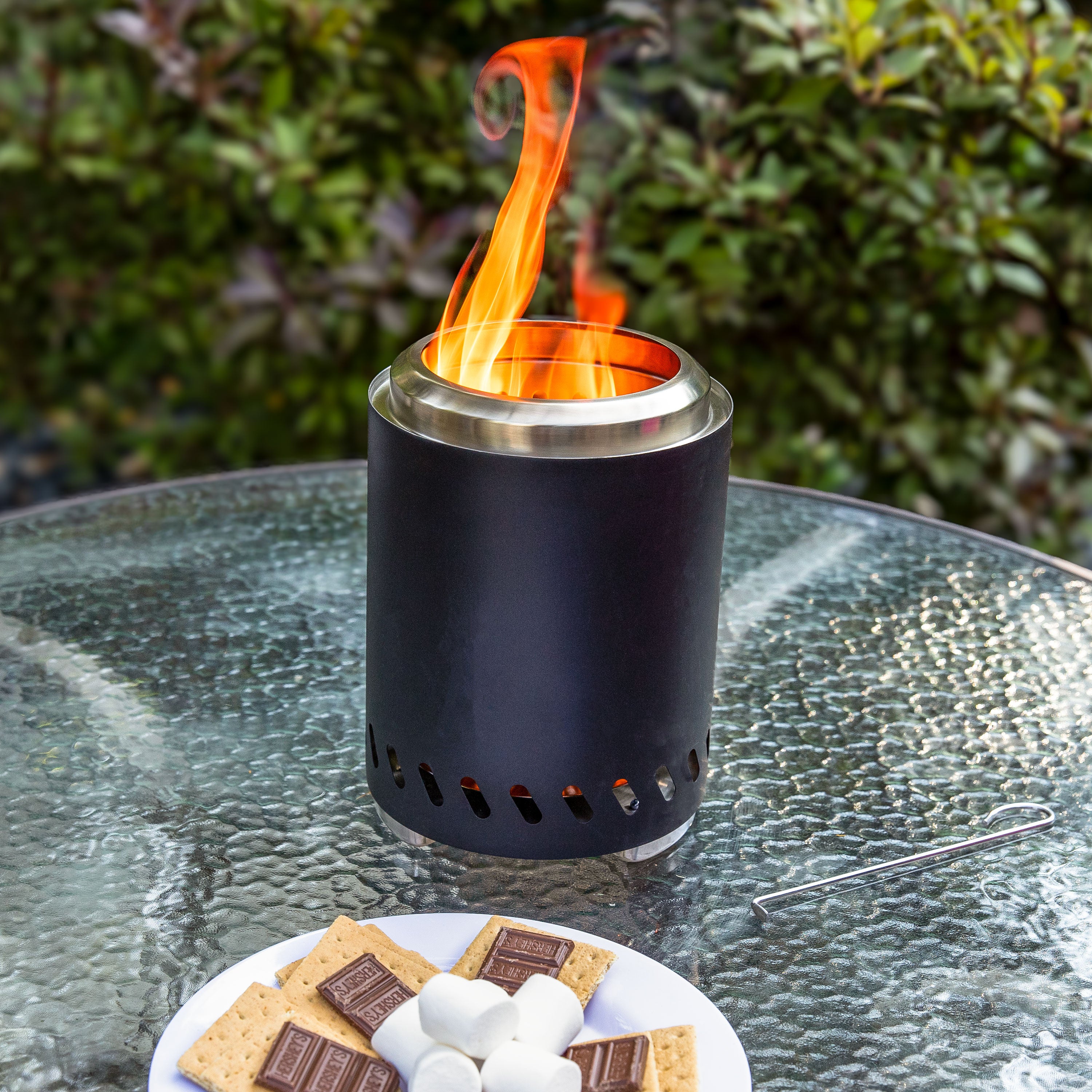 Sunnydaze Smokeless Fire Pit Tabletop - Triple Burn Design for Outdoor Patio, Deck, Camping & Backyard Gatherings