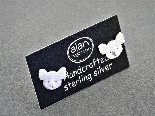 Sterling Silver Koala Face Stud Earrings - Cute Animal Jewelry for Women, Perfect for Casual Wear & Gifts